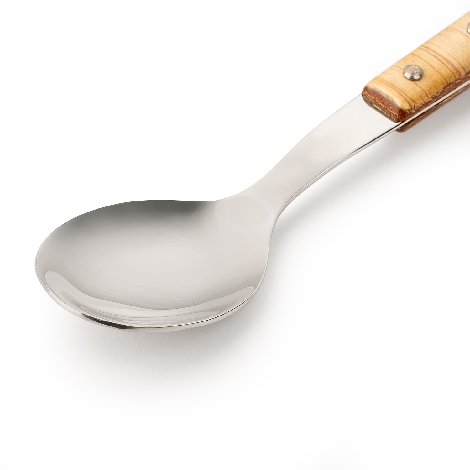 12 cucharas de mesa 205 mm Arcos con mango de madera comprimida marrón claro