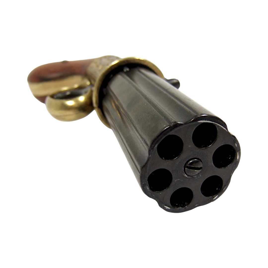 Réplica de revólver de pimenta com 6 canos