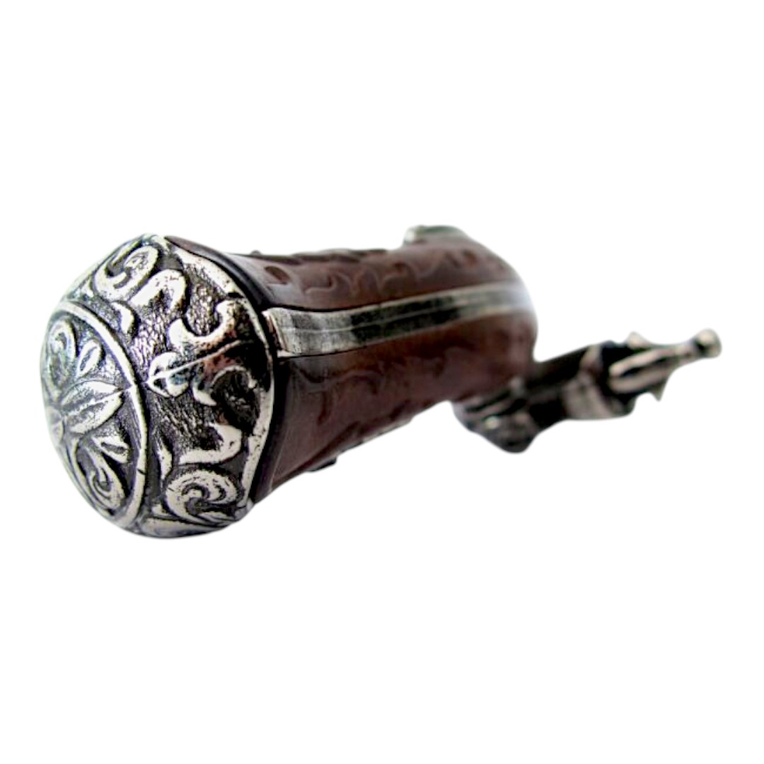 Pistola de pederneira de cano duplo, França, século XVIII, 1308