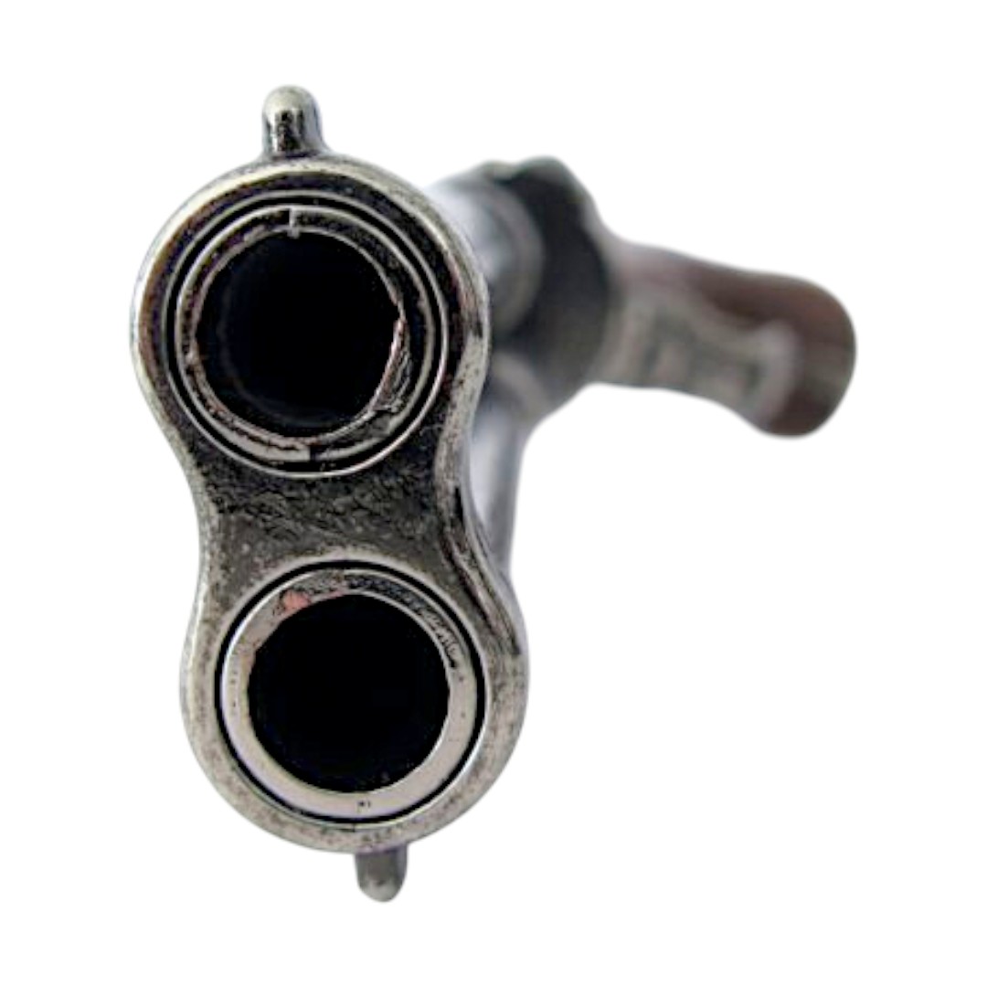 Pistola de pederneira de cano duplo, França, século XVIII, 1308