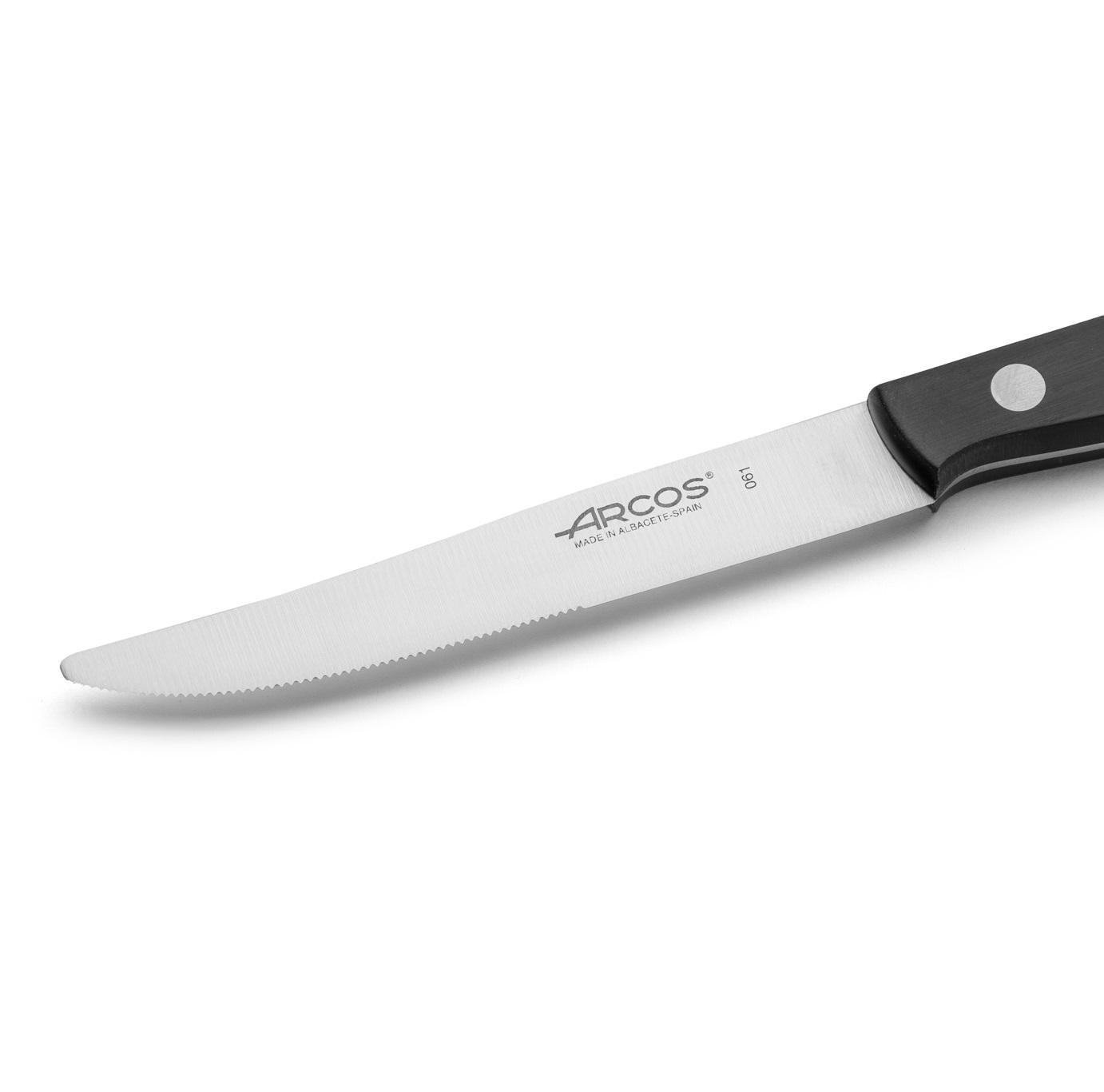 12 coltelli da bistecca Arcos con manico in plastica nera e bordo liscio