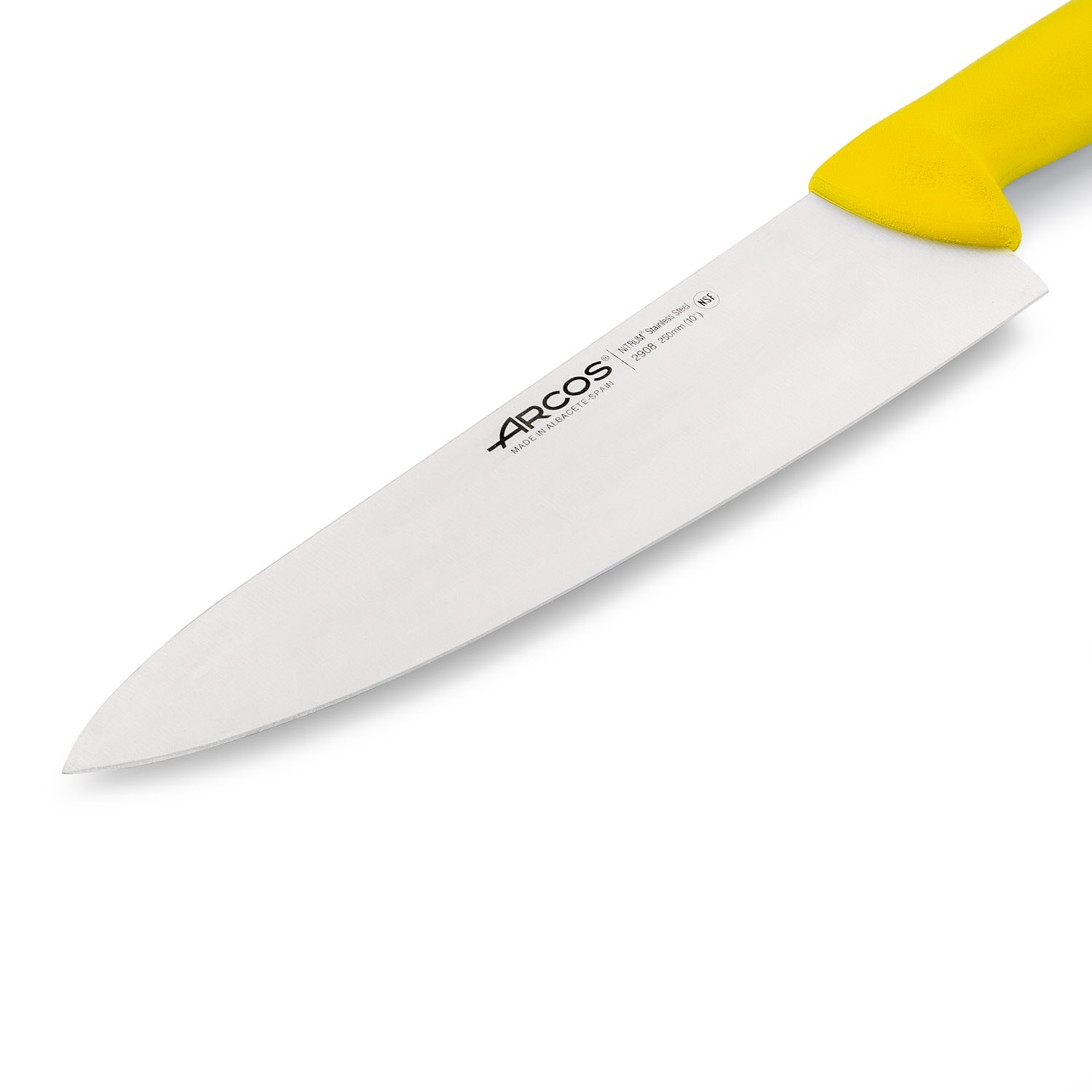 Couteau de chef large avec une lame de 25 cm et un manche en plastique coloré