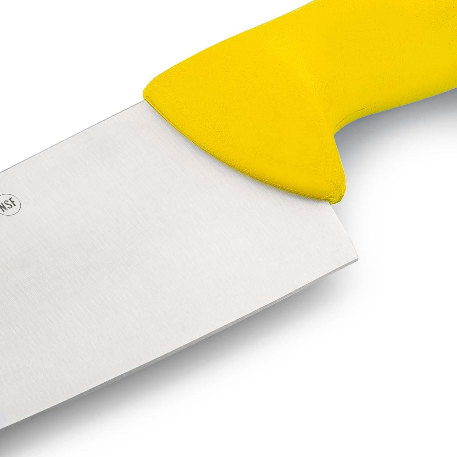 Couteau de chef large avec une lame de 25 cm et un manche en plastique coloré