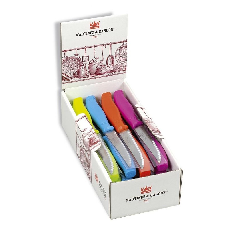 Pack de 32 cuchillos chuleteros con hoja de serrada de 10.5 cm y ...