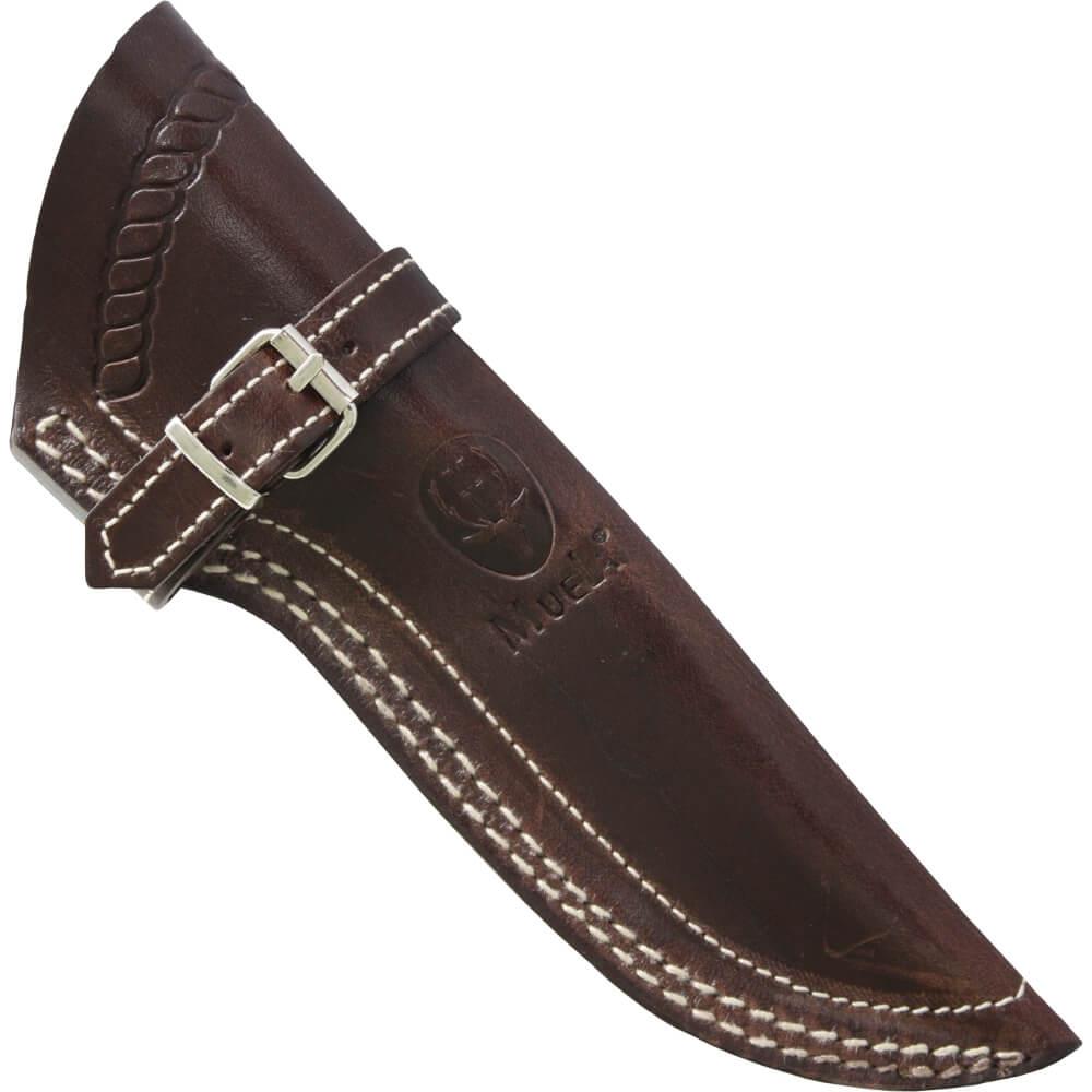 Cuchillo muela aborigen con cachas de micarta marrón y pedernal con asta de ciervo