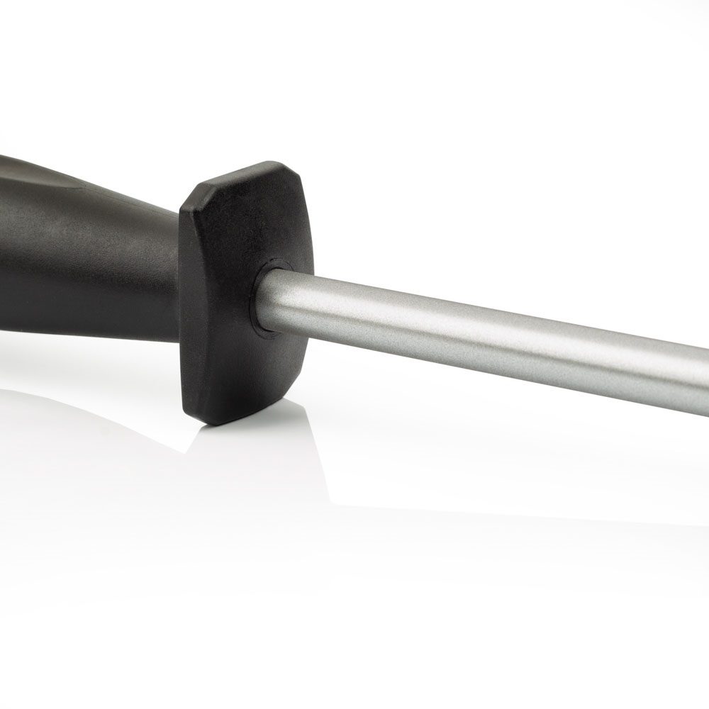 Afiador Arcos de 230x10 mm com revestimento em diamante, cabo e gancho em polipropileno preto