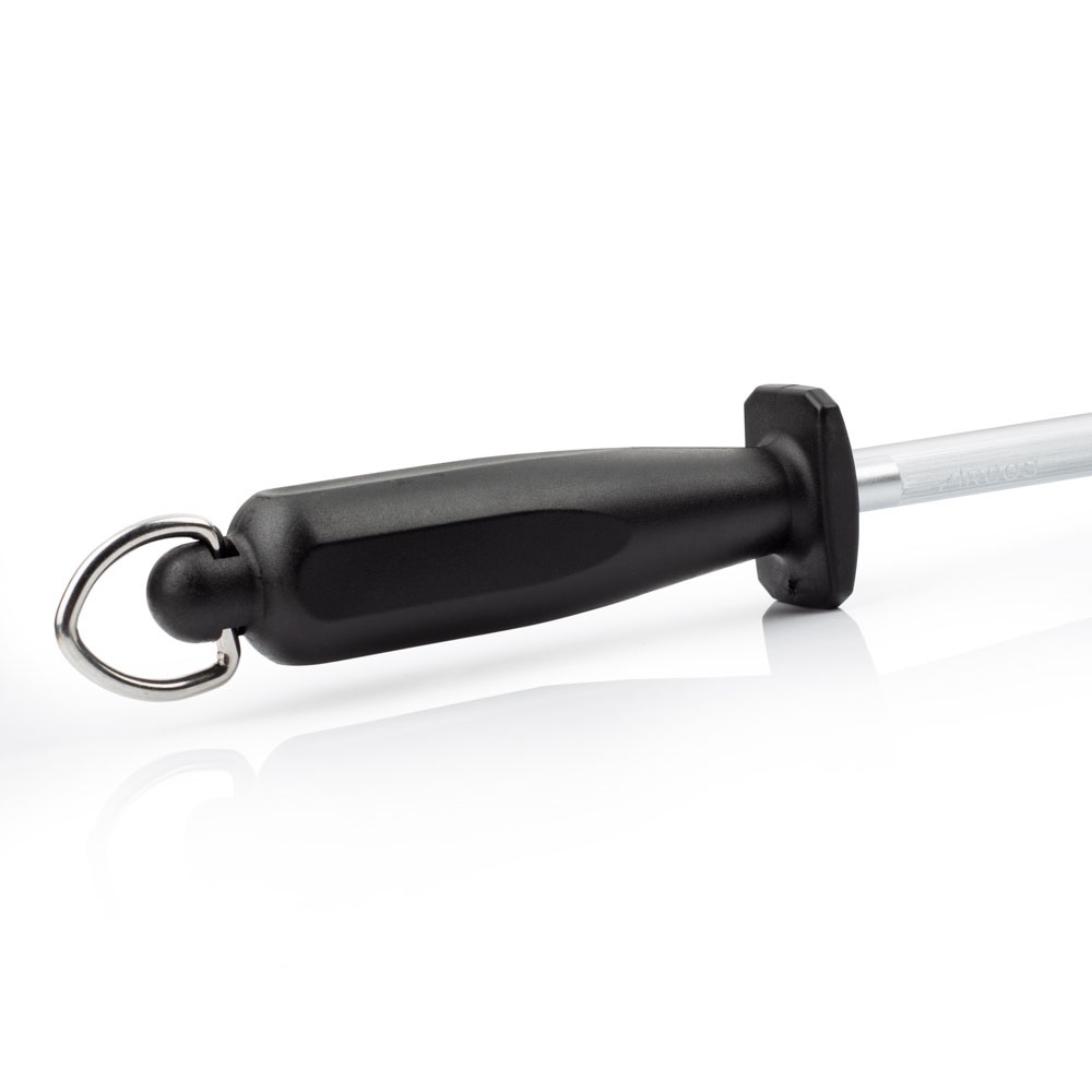Afilador 230x10 mm acero al carbono cromado Arcos con mango de polipropileno negro y gancho