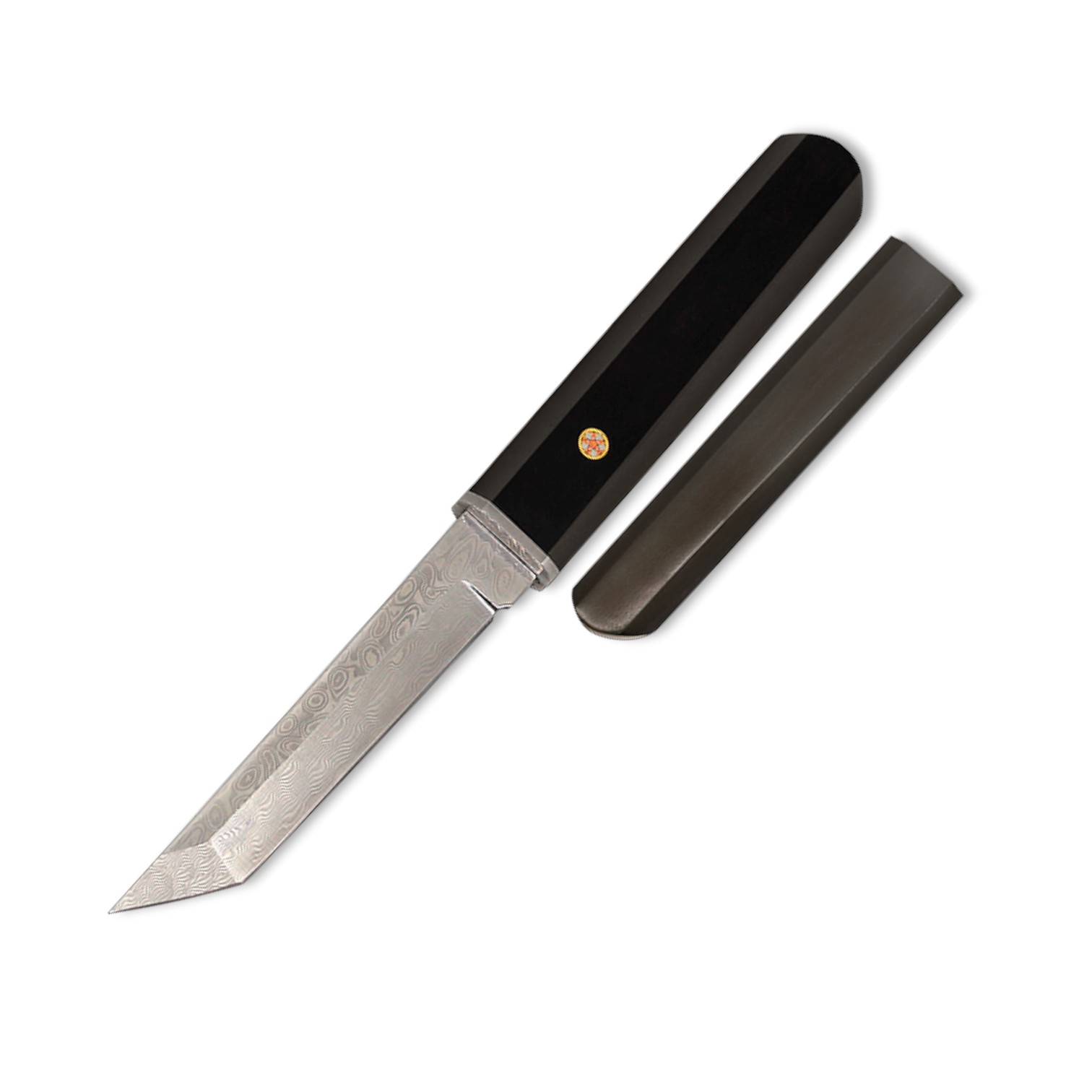 Cuchillo con hoja tanto de 10.50cm con acabado damasco brillante