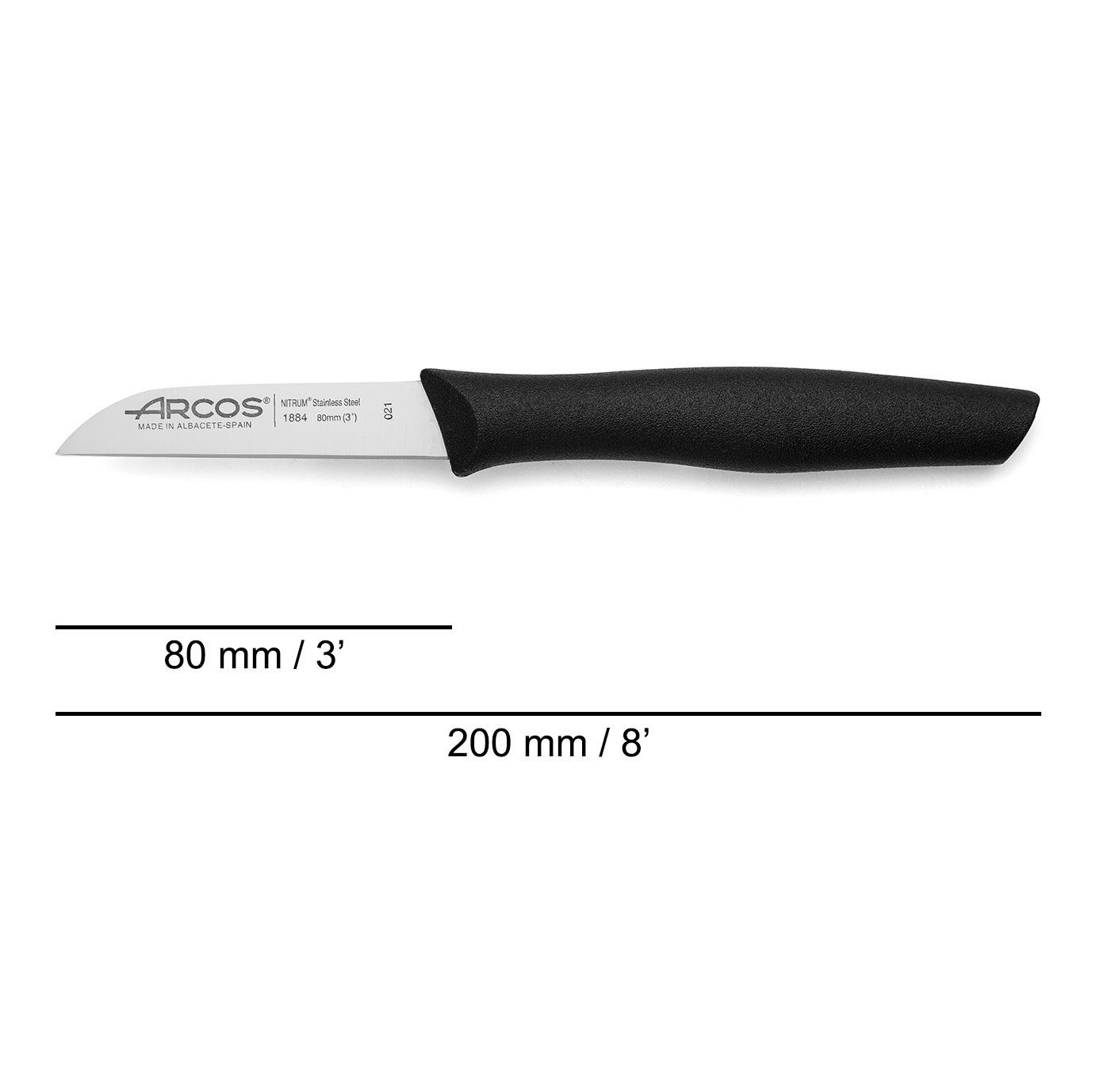 Cuchillos mondadores Arcos Nova con hoja plana de 80 mm mango polipropileno colores 36 unidades