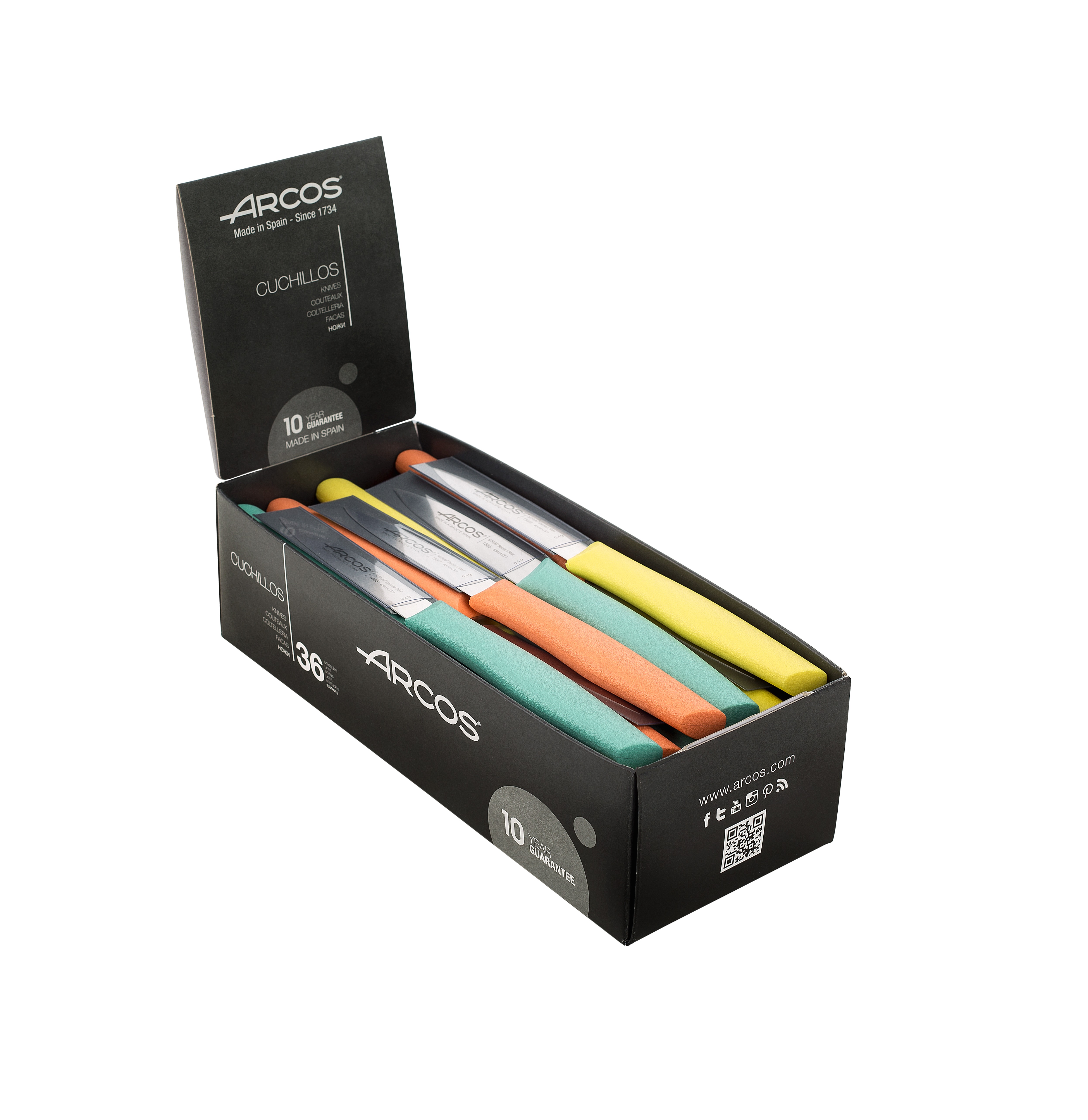 Caja de 36 cuchillos mondadores Arcos nova 85 mm de hoja mango de...