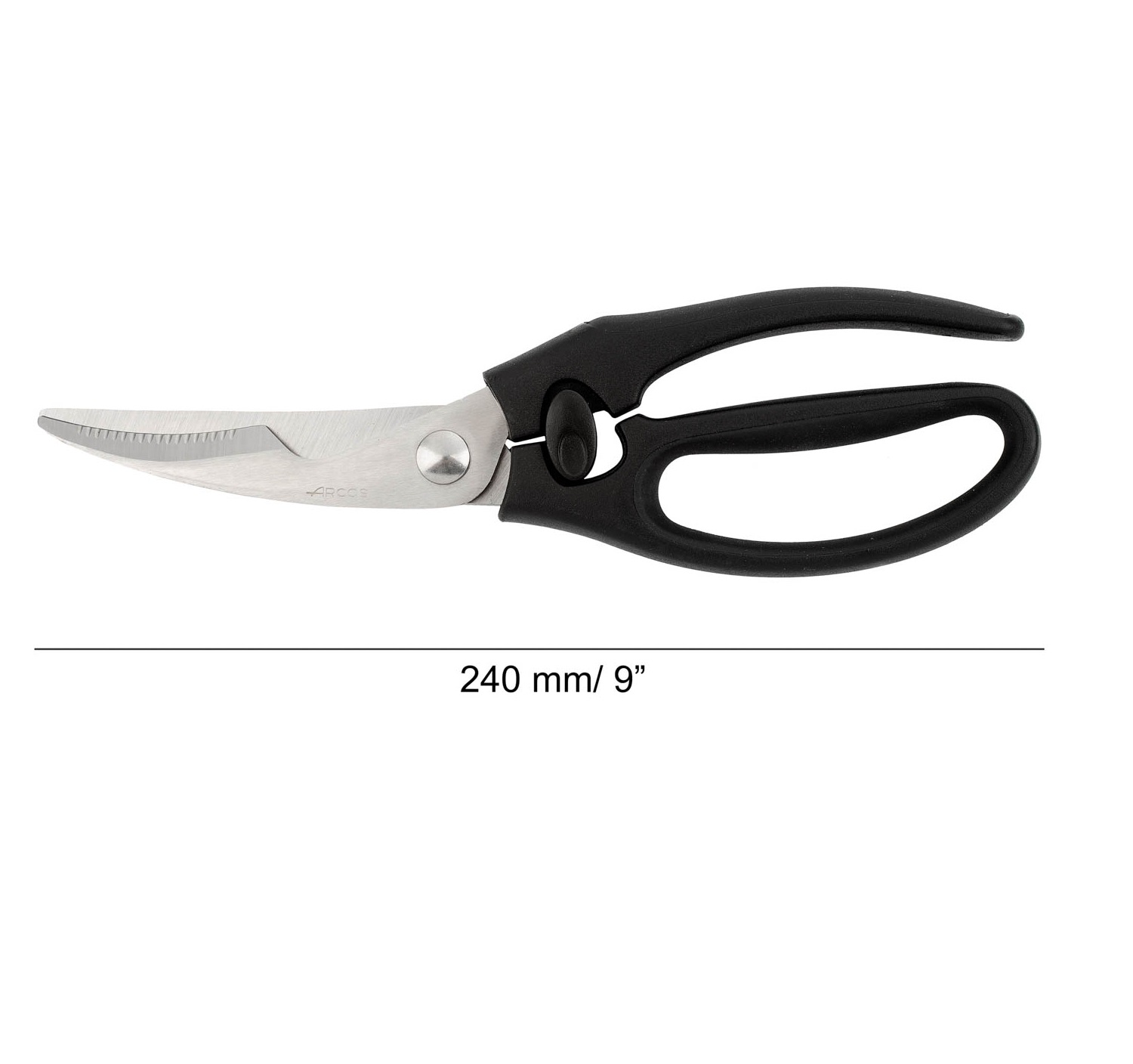 Arcos chicken shears made of stainless steel, 240 mm, with a black polypropylene handle