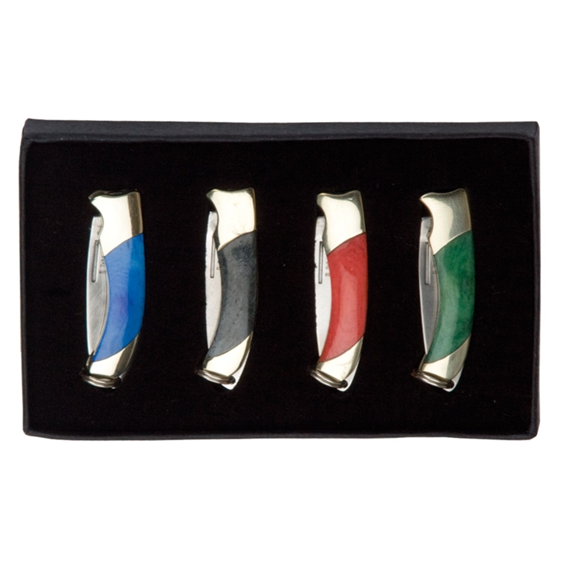 Set de 4 navajas miniatura JKR con mango recto de hueso de distin...