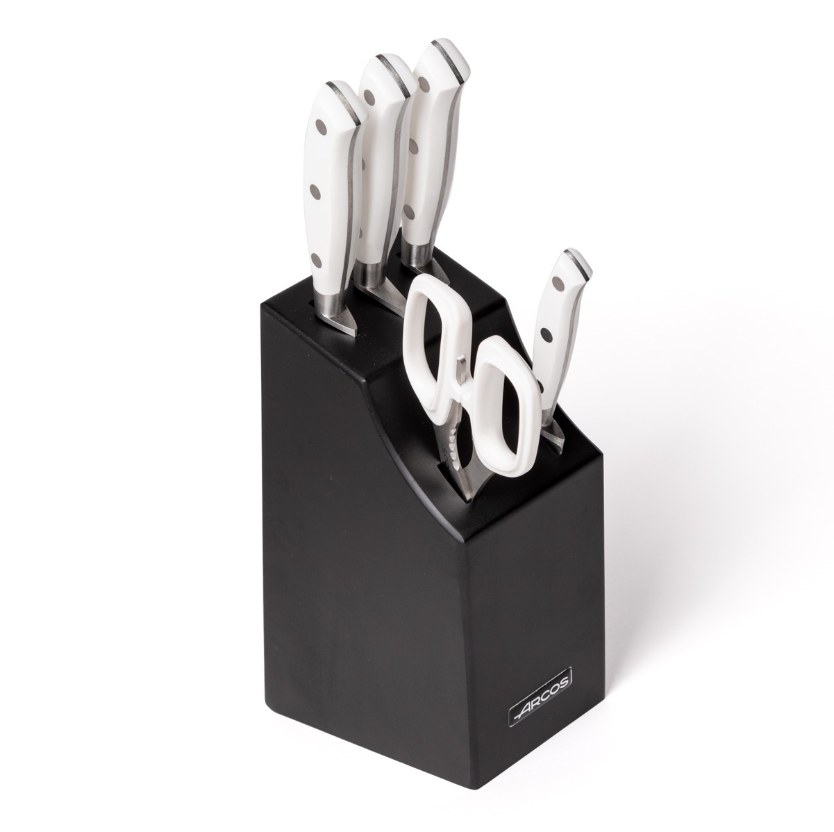 Juego de cocina Arcos Riviera Blanca con 4 cuchillos con tijeras ...