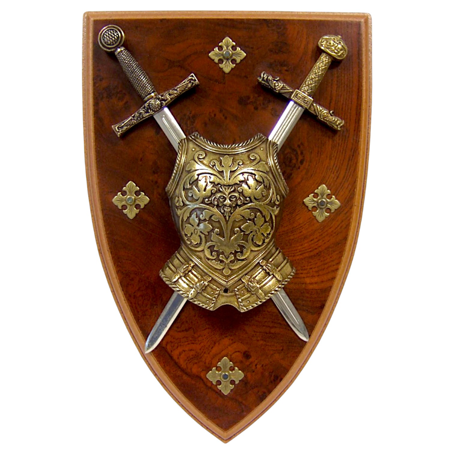 Panóplia com couraça e 2 espadas