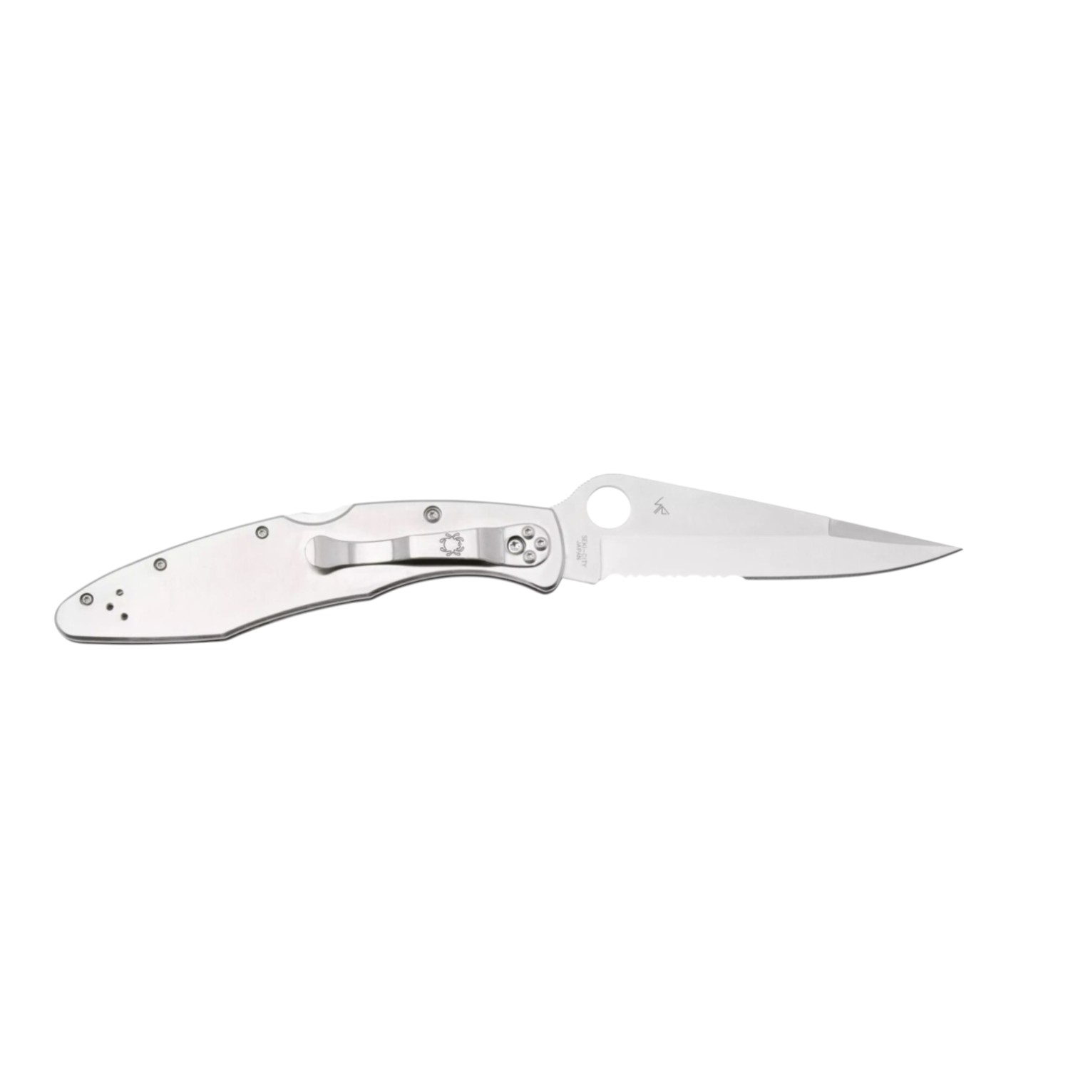 Spyderco Police stainless steel C07PS, navaja con hoja mitad dentada de VG10 y mango de acero inoxidable