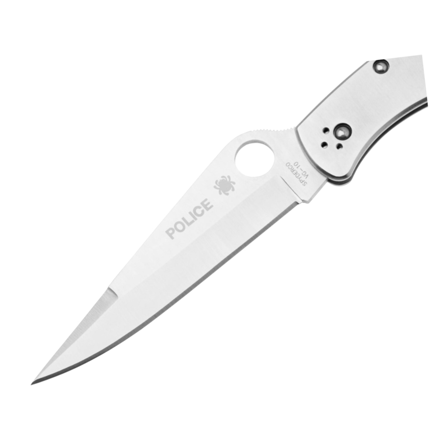 Spyderco Police stainless steel C07P, navaja con hoja de VG10 con filo plano y mango de acero inoxidable