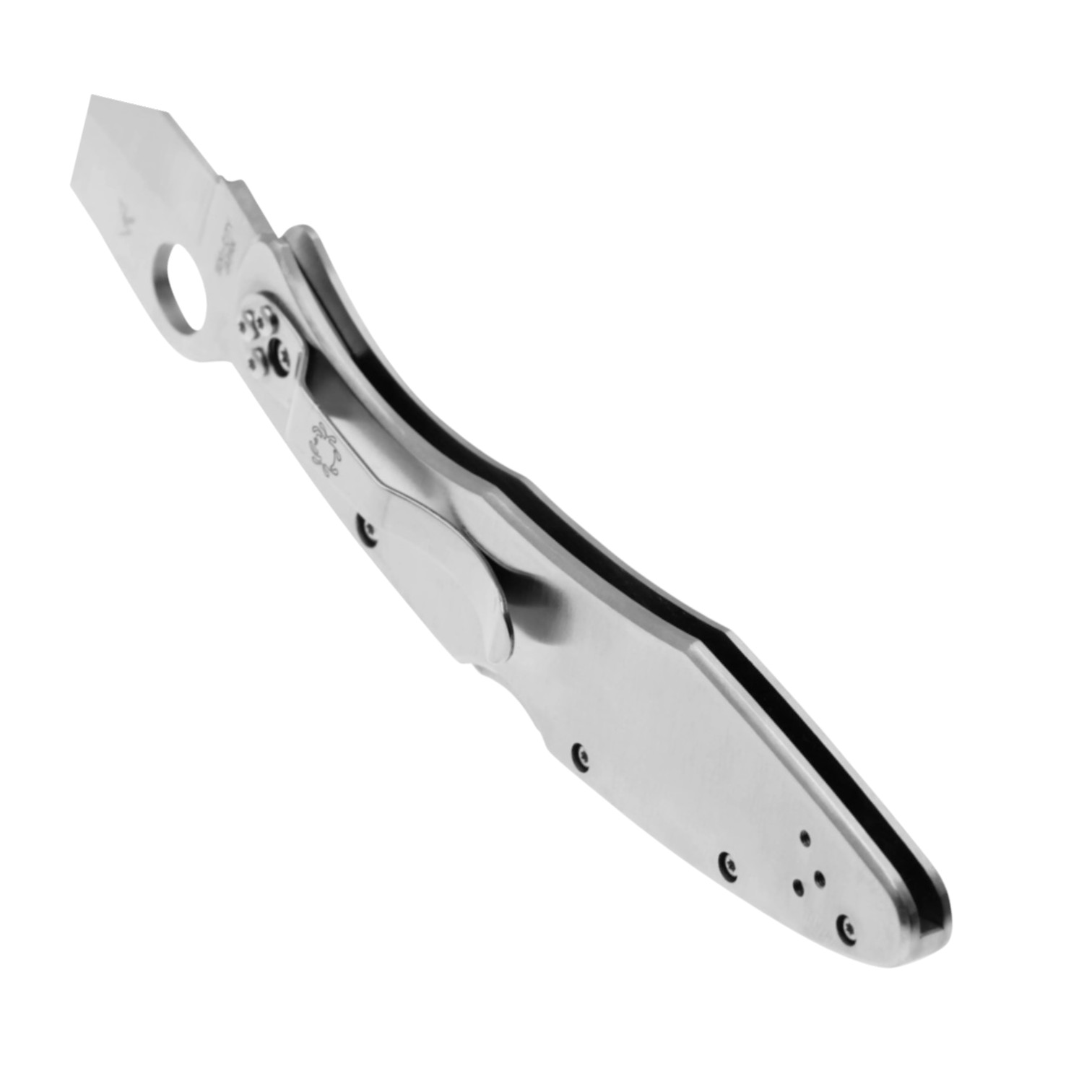 Spyderco Police stainless steel C07P, navaja con hoja de VG10 con filo plano y mango de acero inoxidable