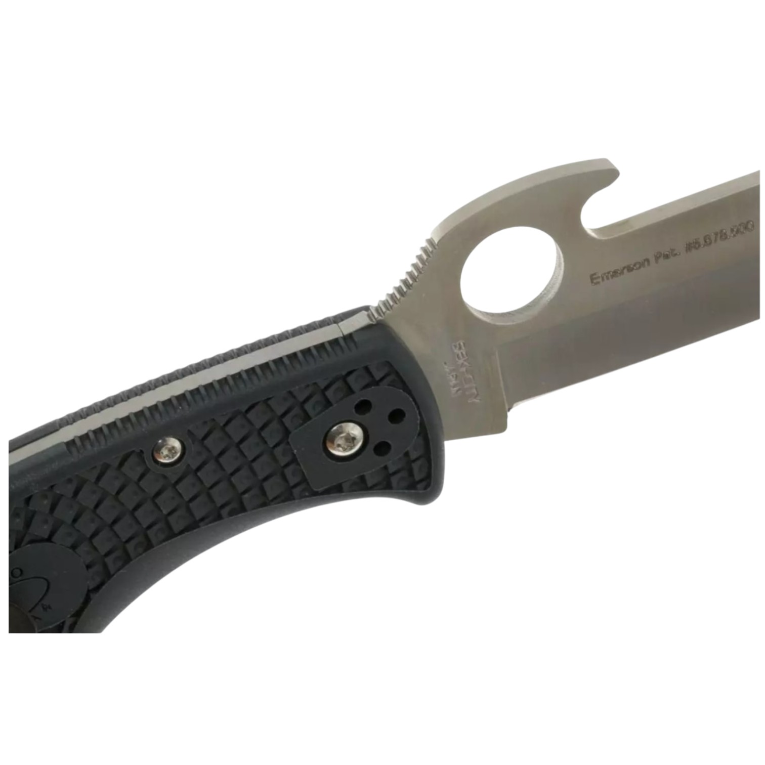 Canivete Spyderco Endura 4 PE Wave Emerson C10PGYW, com lâmina lisa em VG10, sistema de abertura Emerson e punho em FRN preto.