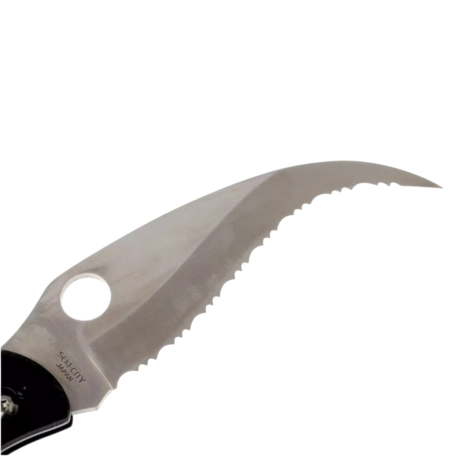 Canivete Spyderco Civilian C12GS com lâmina em gancho VG10 e fio serrilhado, cabo em G10 preto