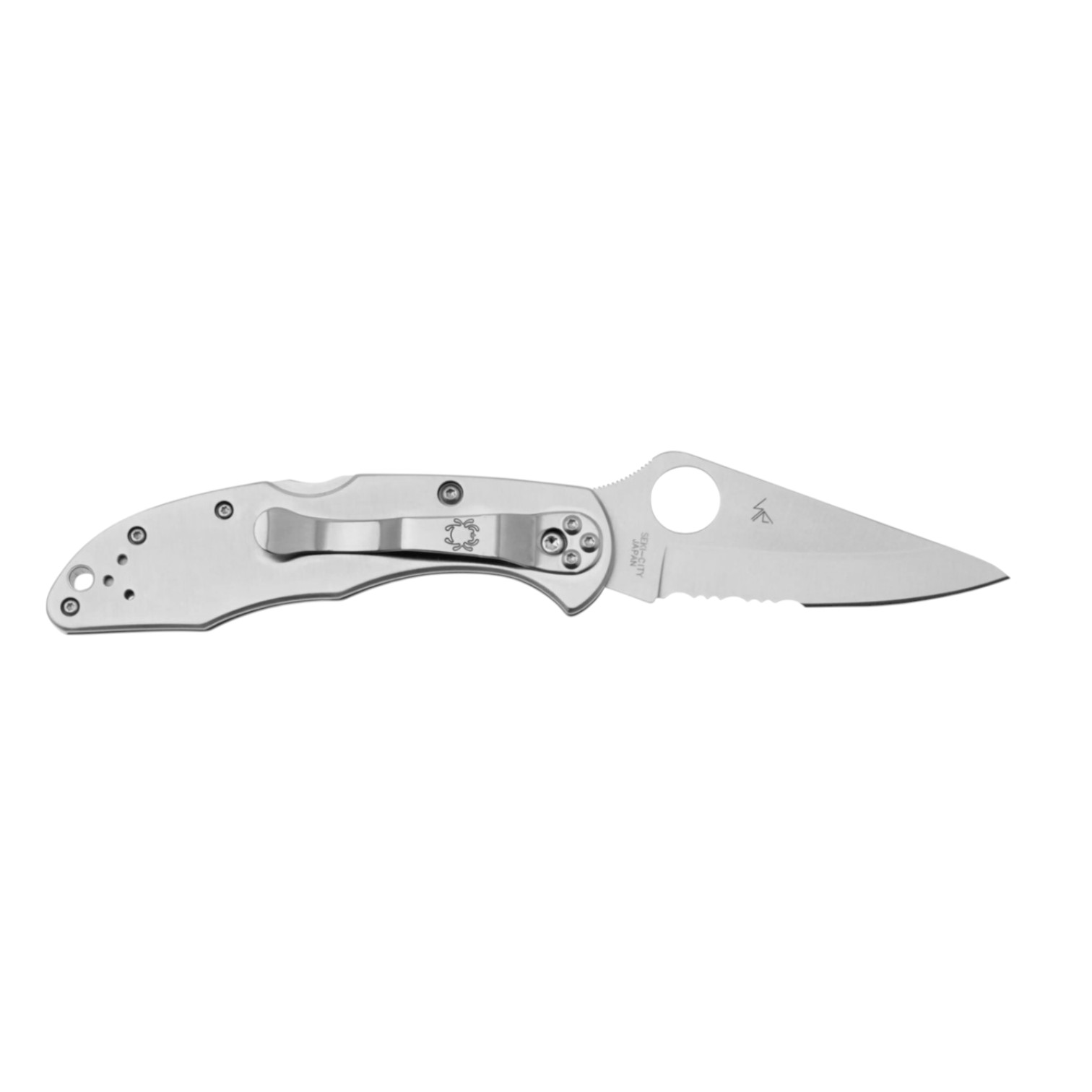 Spyderco Delica 4 Stainless steel C11PS, navaja VG10 filo semidentado con mango de acero inoxidable