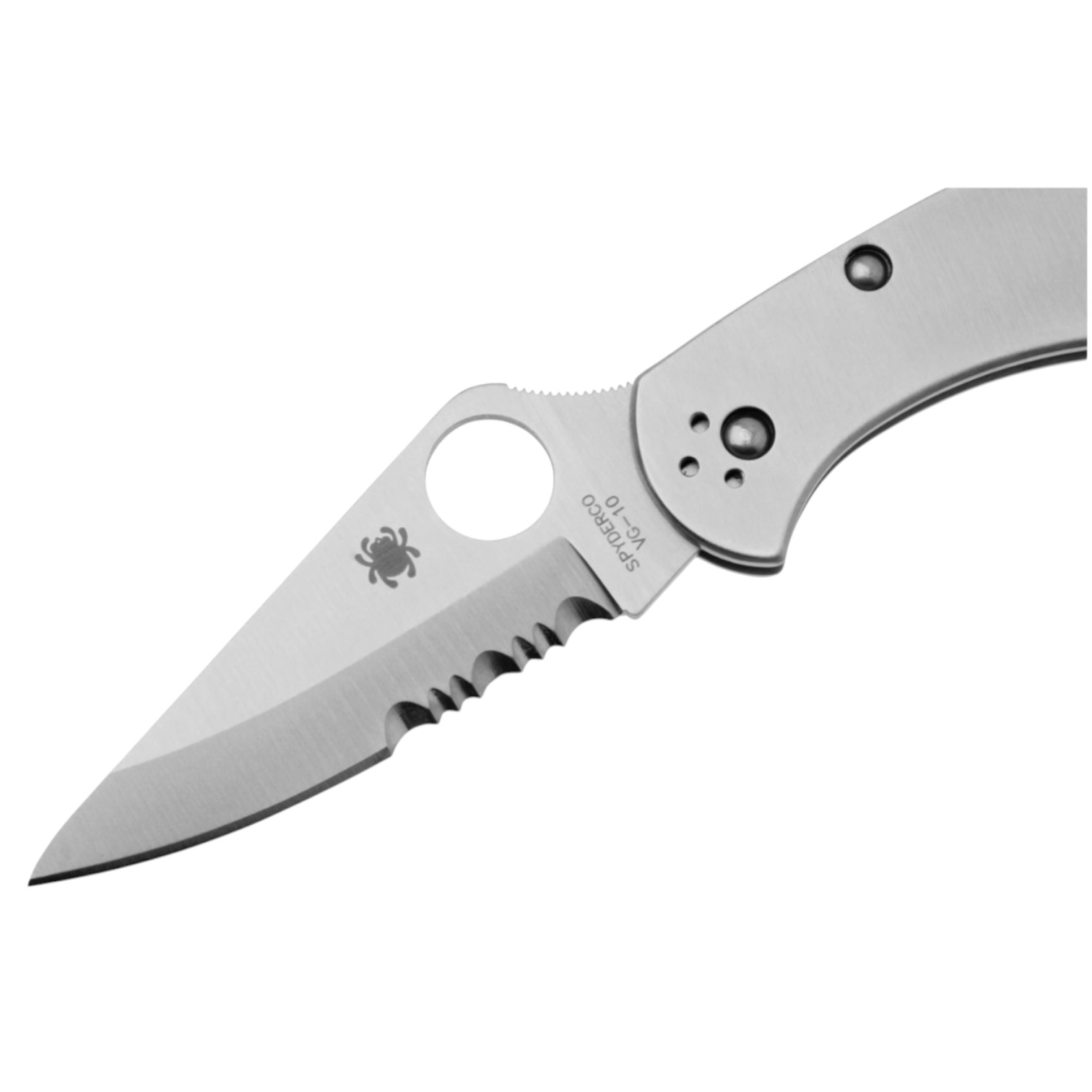 Spyderco Delica 4 Stainless steel C11PS, navaja VG10 filo semidentado con mango de acero inoxidable