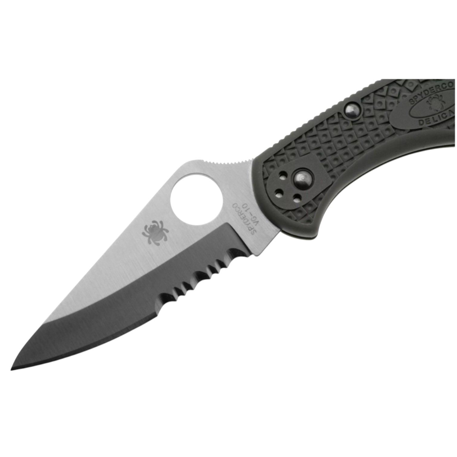 Spyderco Delica 4 lightweight C11PSFG, navaja VG10 filo semidentado con mango de FRN verde