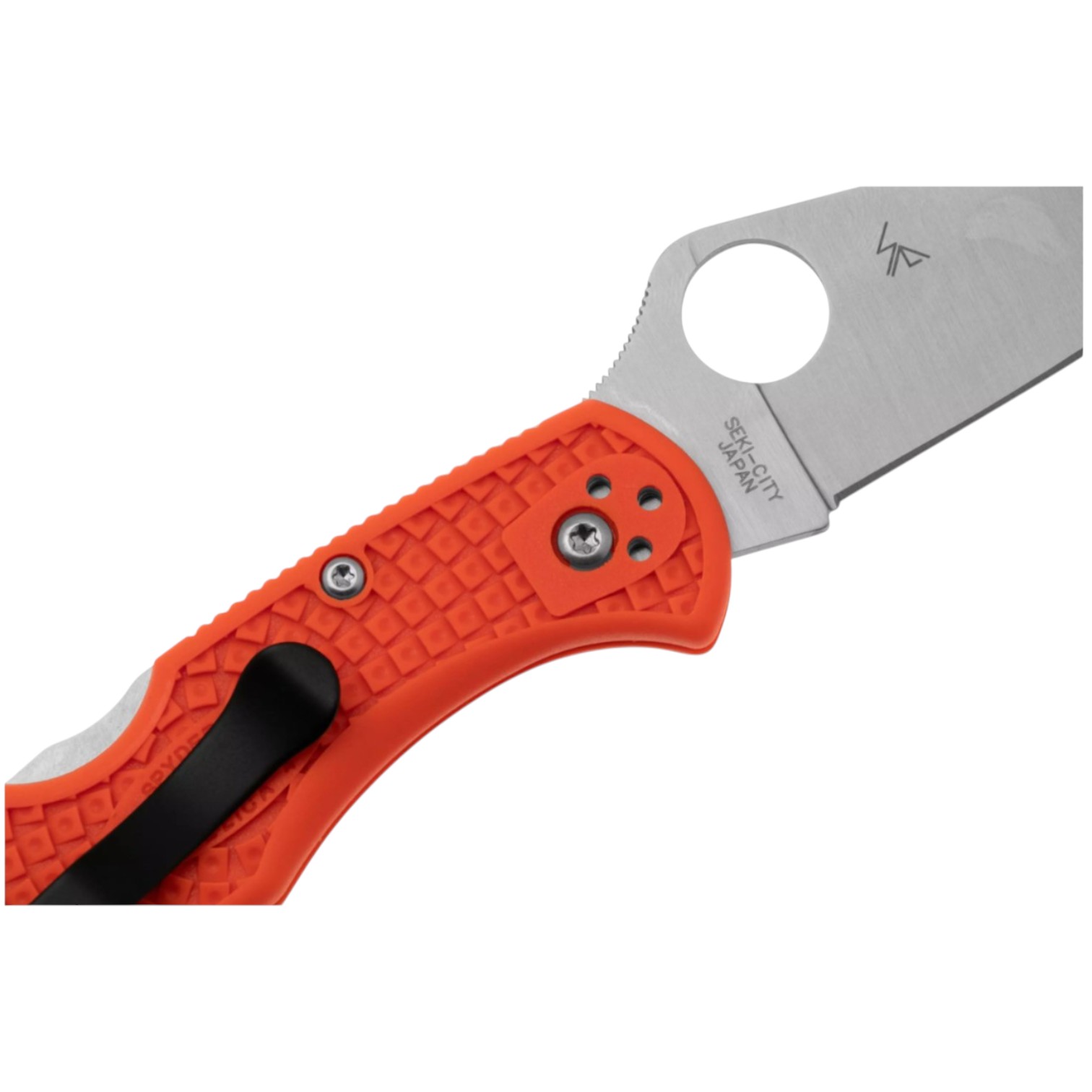 Canivete Spyderco Delica 4 C11FPOR, lâmina lisa em aço VG10 com cabo em FRN laranja.