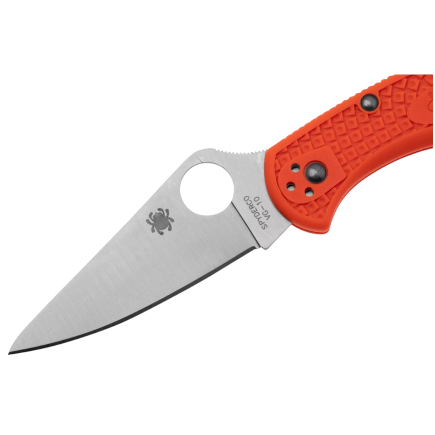 Canivete Spyderco Delica 4 C11FPOR, lâmina lisa em aço VG10 com cabo em FRN laranja.