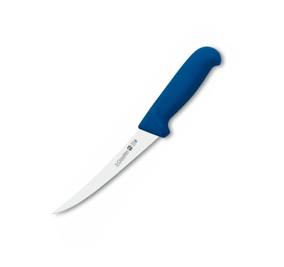 Cuchillo deshuesador curvo con mango azul y hoja de 15 cm 3 Clave...