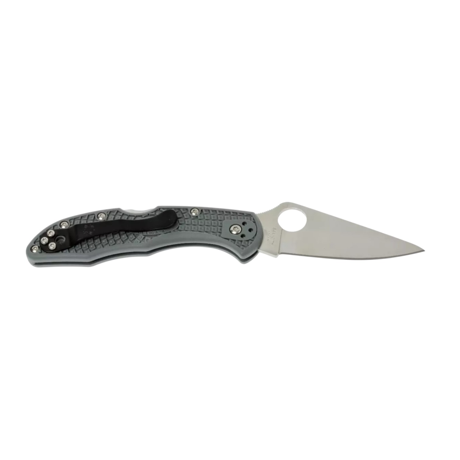 Spyderco Delica 4 C11FPGY, navaja VG10 filo plano con mango de FRN gris