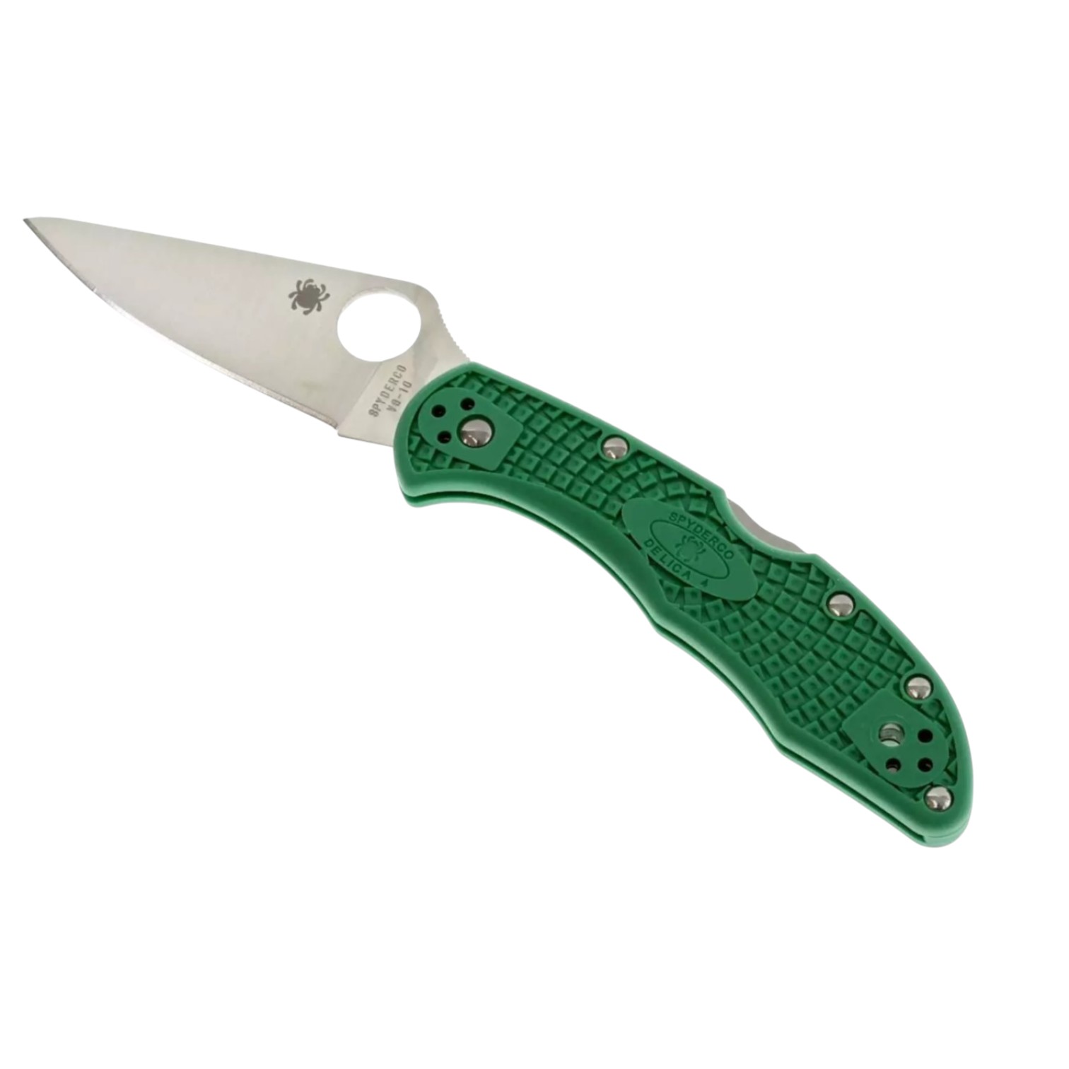 Canivete Spyderco Delica 4 C11FPGR, lâmina lisa em aço VG10 com cabo em FRN verde.