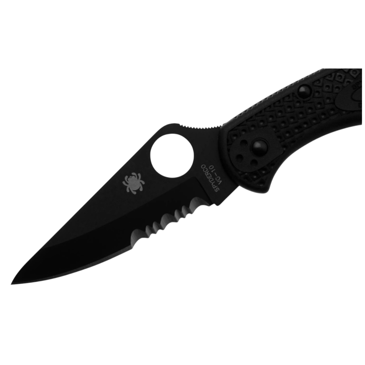Spyderco Delica 4 C11PSBBK navaja lockback con mango de FRN negro y hoja negra con filo semi serrado