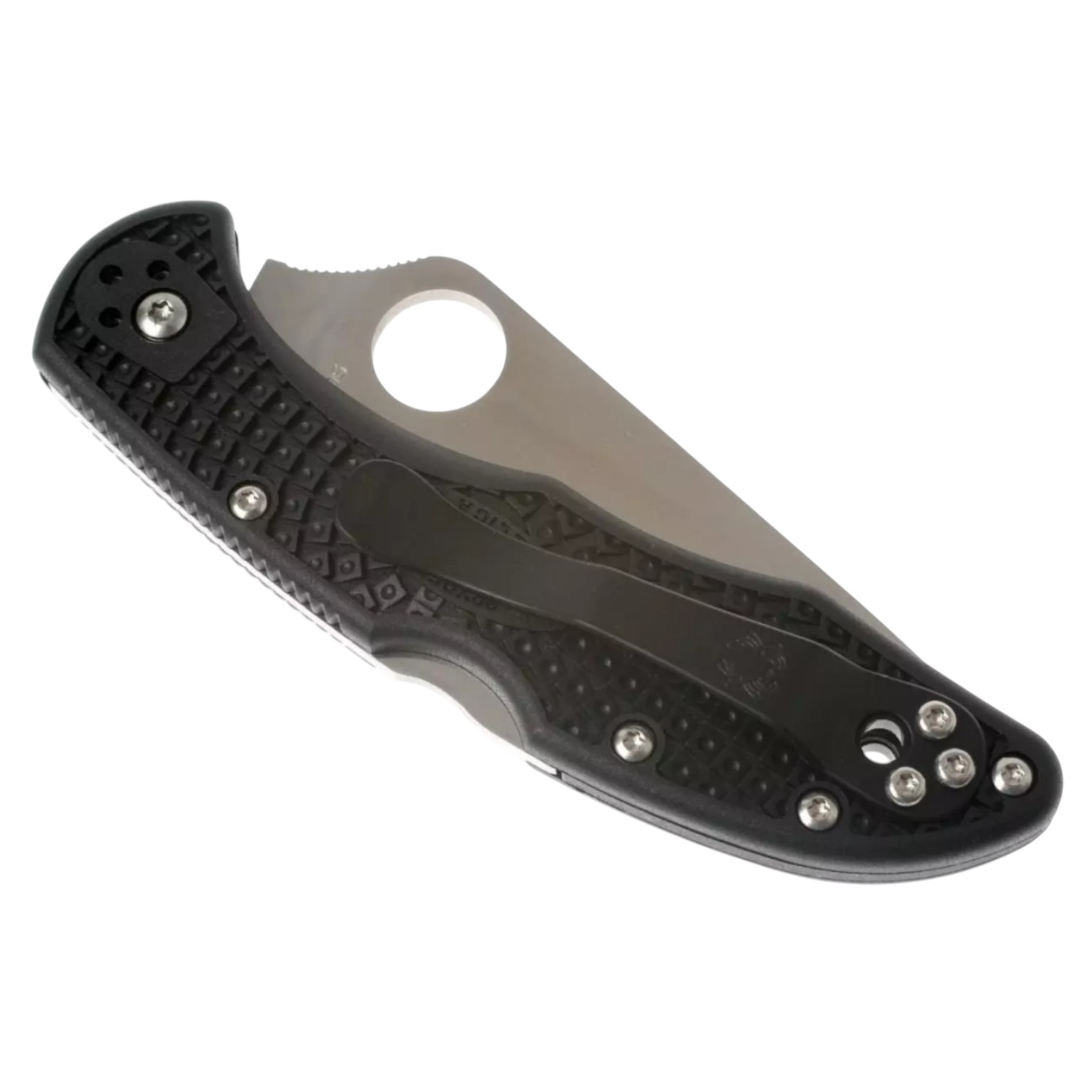 Spyderco Delica 4 C11PSBK navaja lockback con mango de FRN negro y filo semi serrado