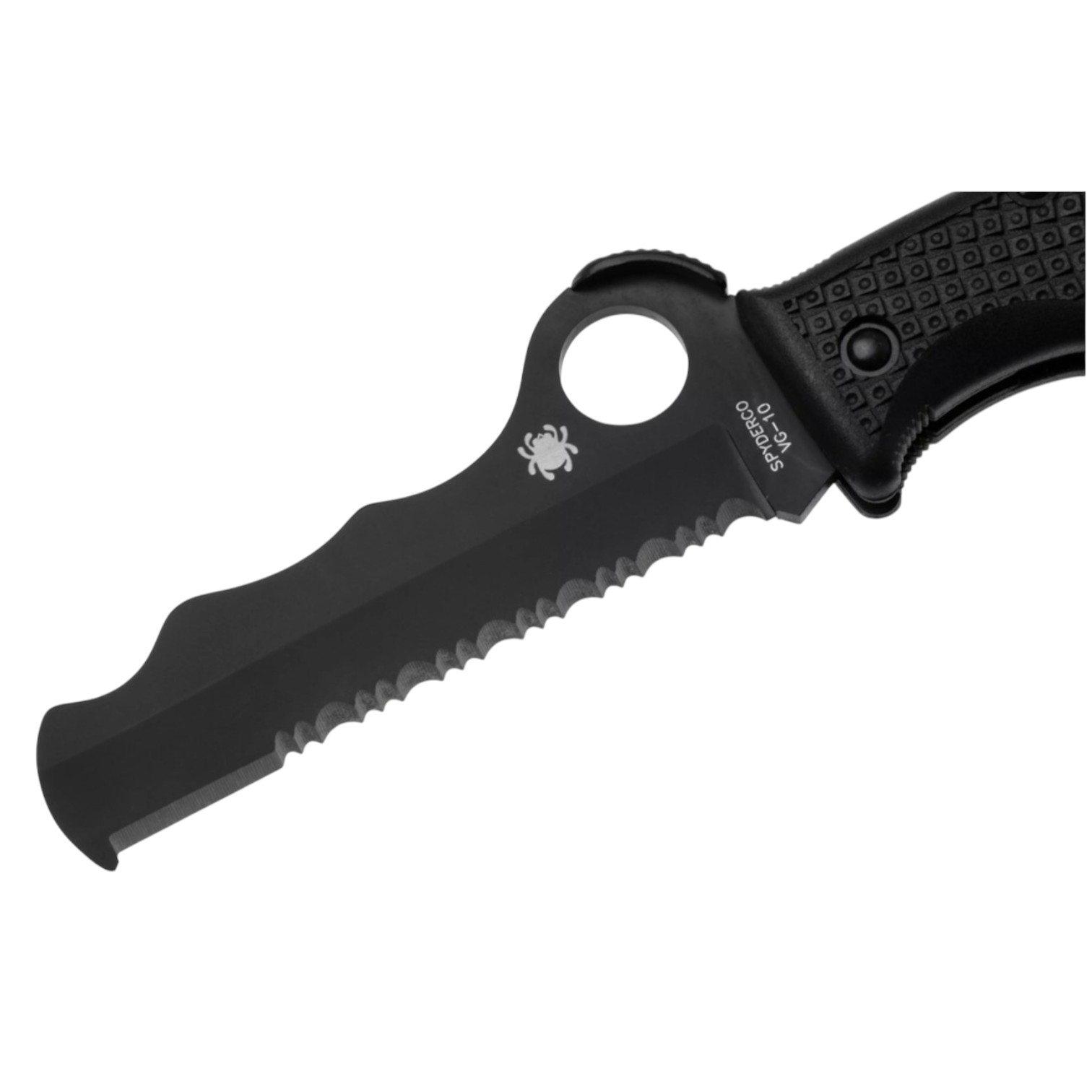Canivete Spyderco Assist Black Blade PS C79PSBBK com cabo em FRN preto e lâmina de 9,4 cm em VG10 com fecho traseiro.