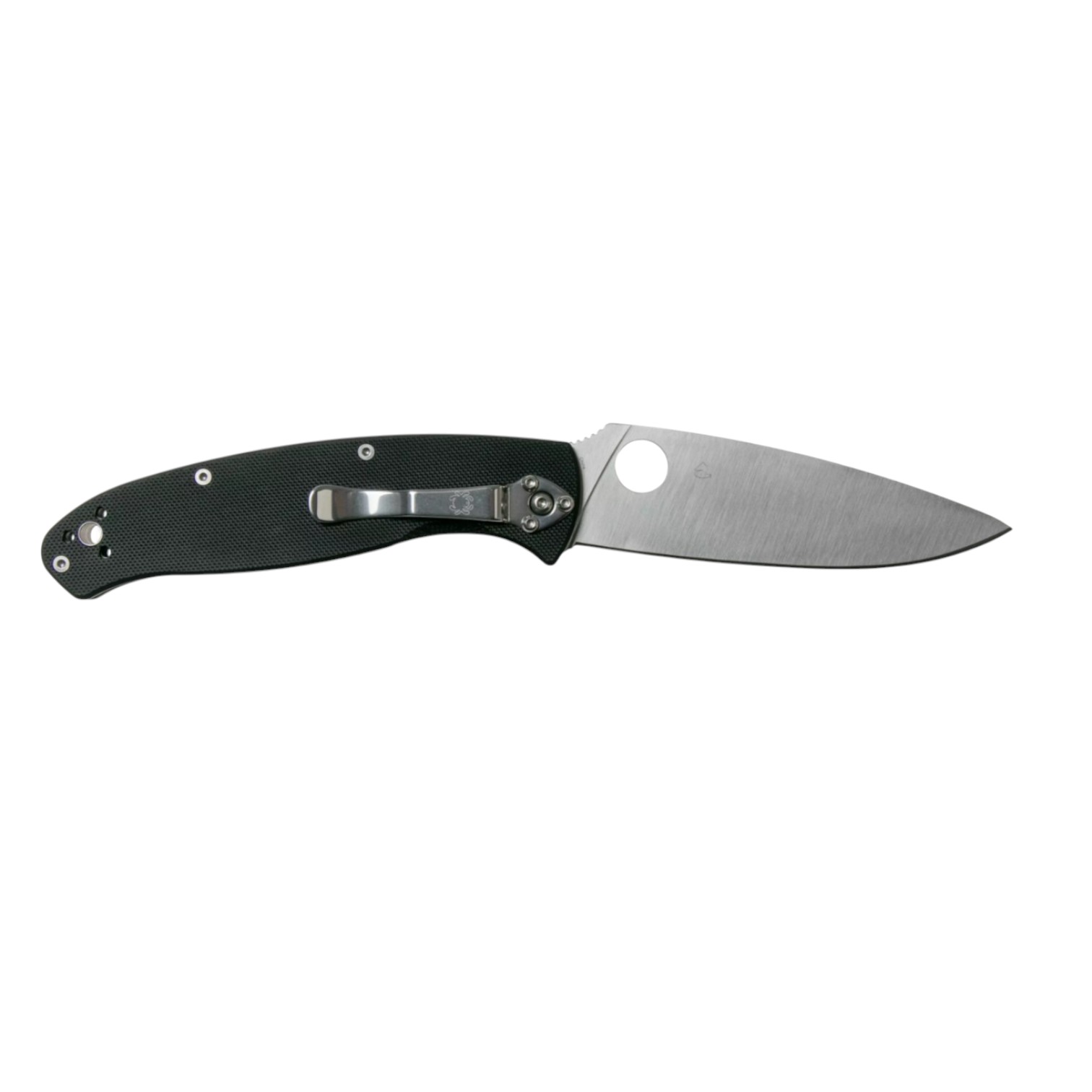 Canivete Spyderco Resilience com lâmina lisa de 10,8 cm em aço 8Cr13MoV e cabo em G10 e aço inoxidável.