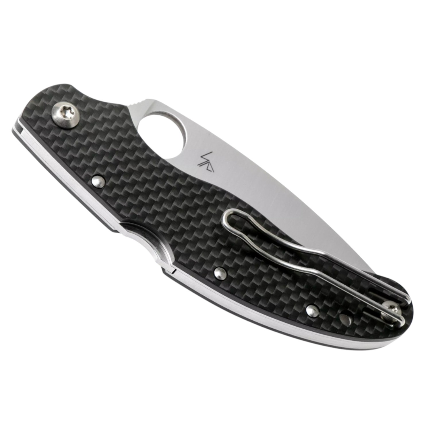 Couteau de poche Spyderco Caly 3.5 ZDP-189 C144CFPE avec manche en fibre de carbone et lame de 8,6 cm à verrouillage.