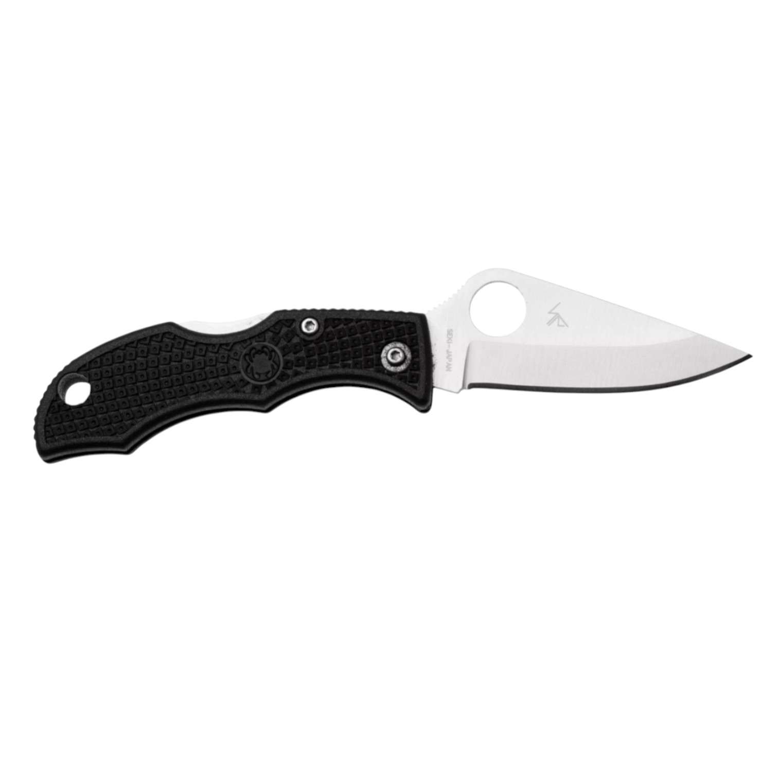 Canivete Spyderco Ladybug LBKP3 com cabo em FRN preto e lâmina em VG10 com fio liso.