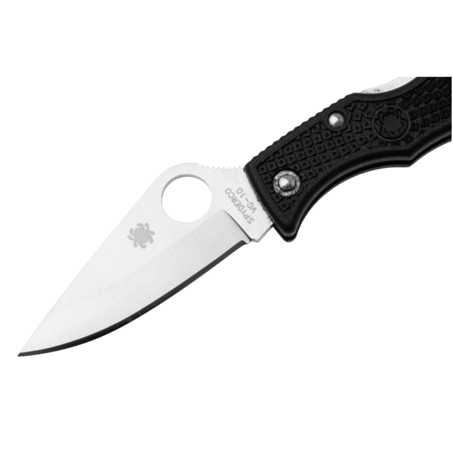 Canivete Spyderco Ladybug LBKP3 com cabo em FRN preto e lâmina em VG10 com fio liso.