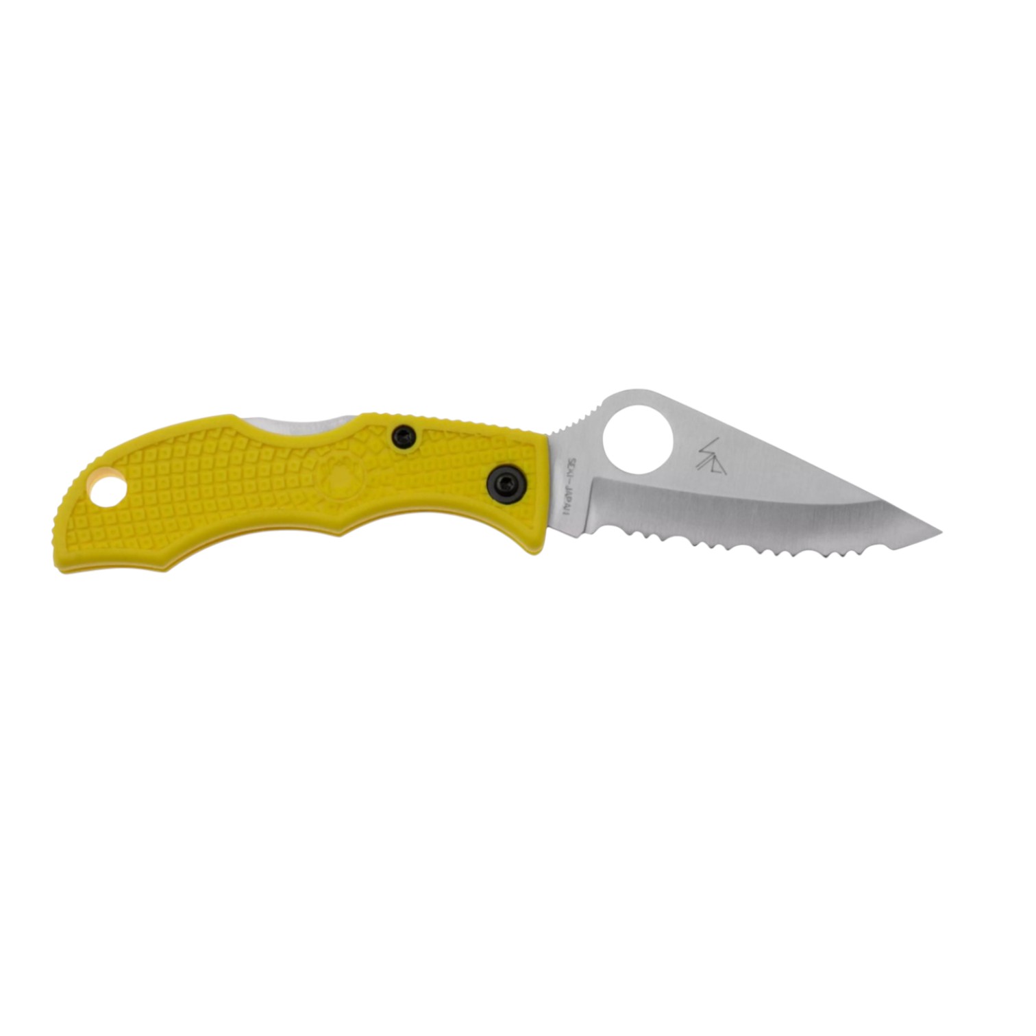 Navaja Spyderco Ladybug 3 Salt lightweight LYLS3 con hoja de acero H1 dentada y mango de FRN amarillo