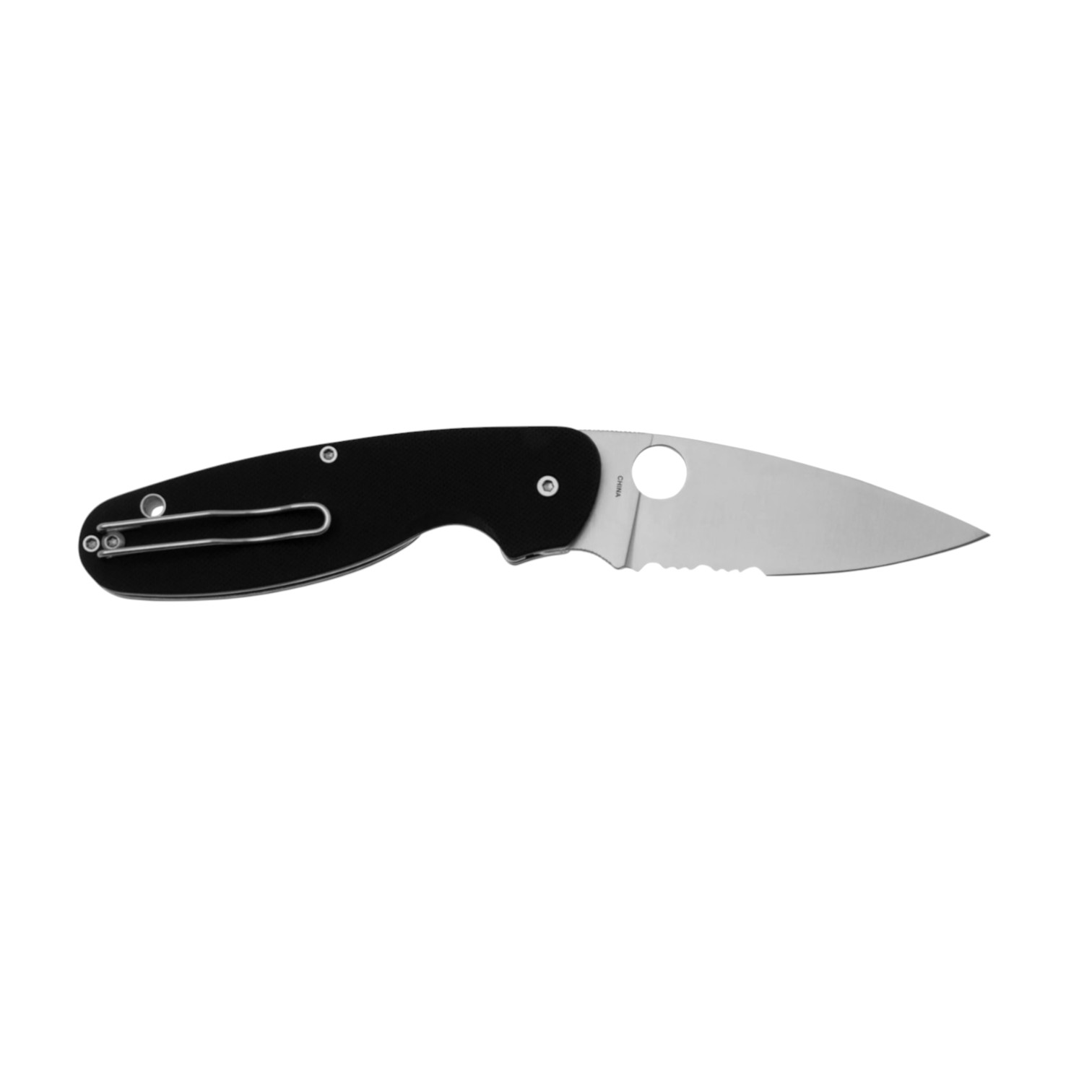 Spyderco Emphasis C245GP, navaja filo liso con mango de G10 negro y clip