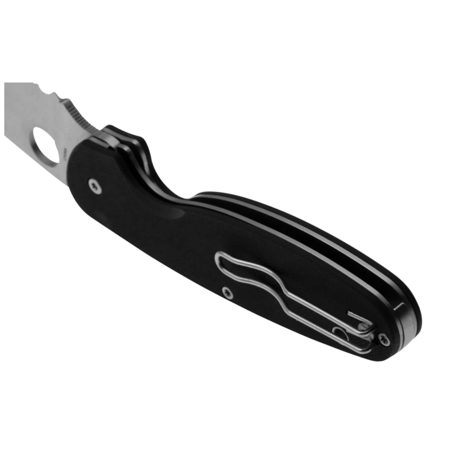 Spyderco Emphasis C245GP, navaja filo liso con mango de G10 negro y clip
