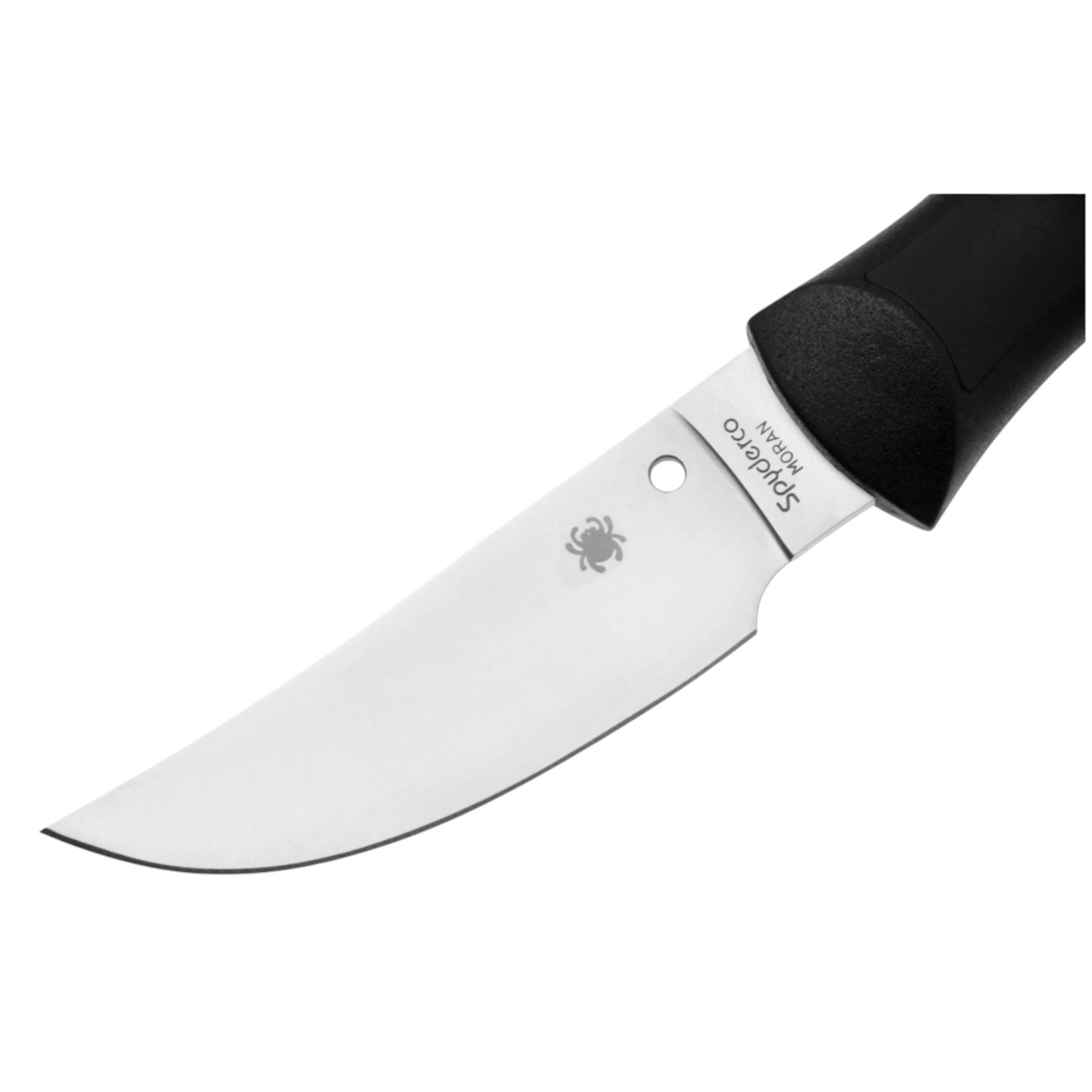 Faca Spyderco Moran Upswept FB01P de 10 cm com lâmina fixa e cabo em FRN preto.