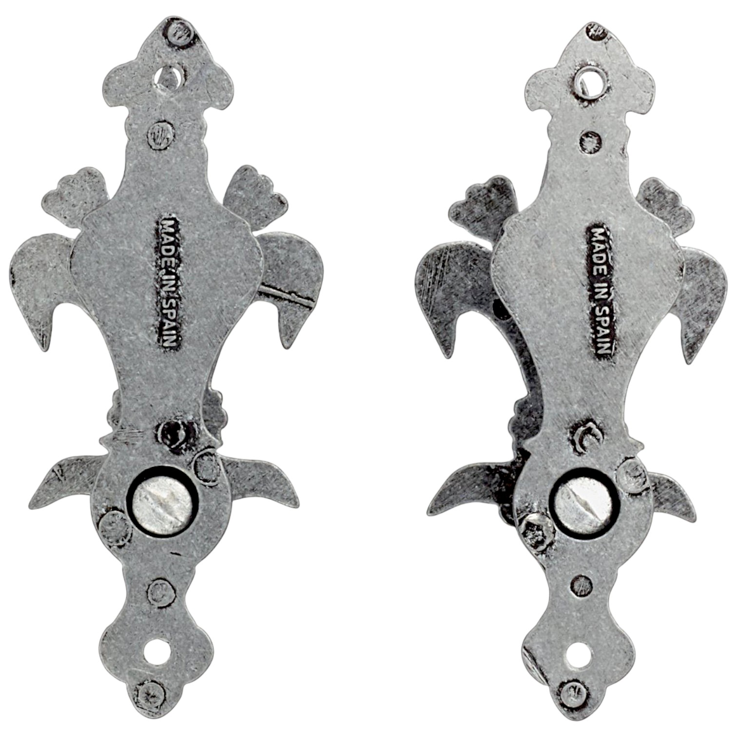 Gancho em forma de flor de Lis prateado, 2 peças