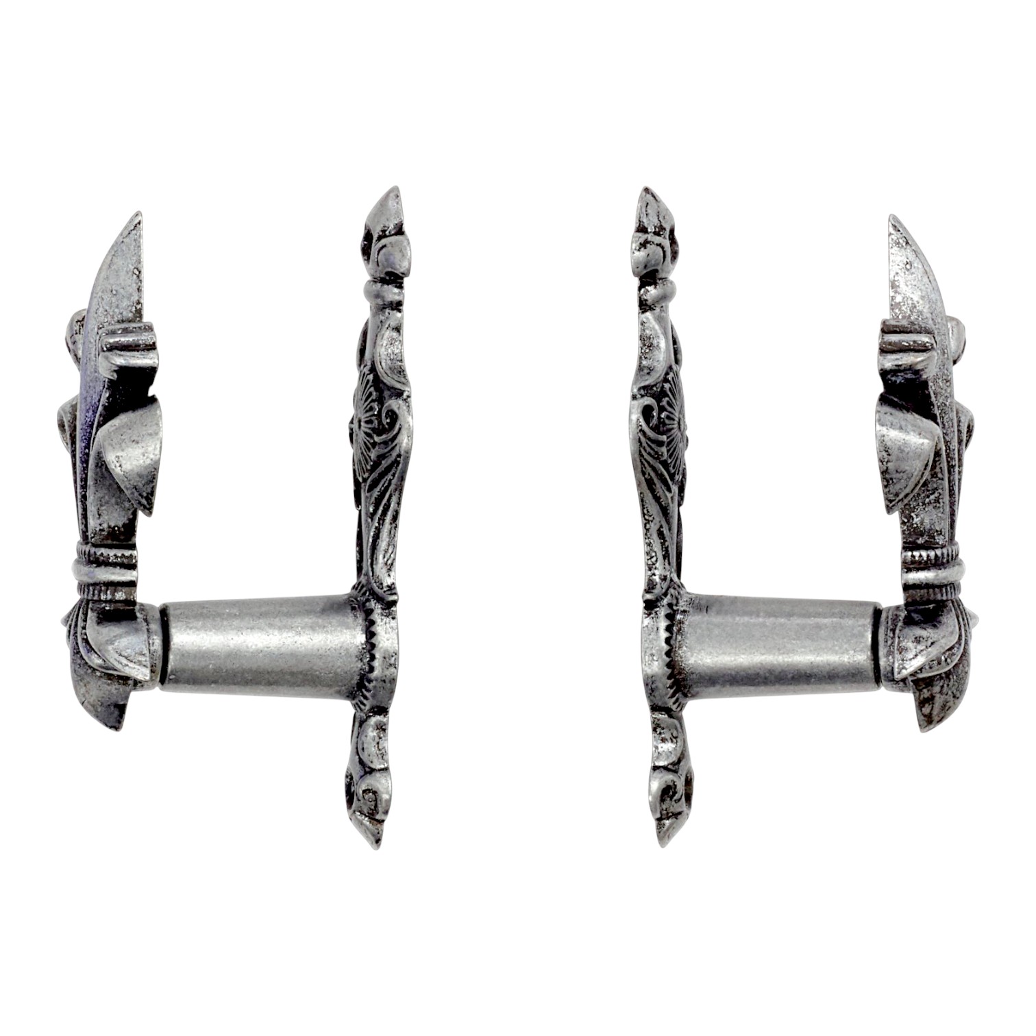 Gancho em forma de flor de Lis prateado, 2 peças