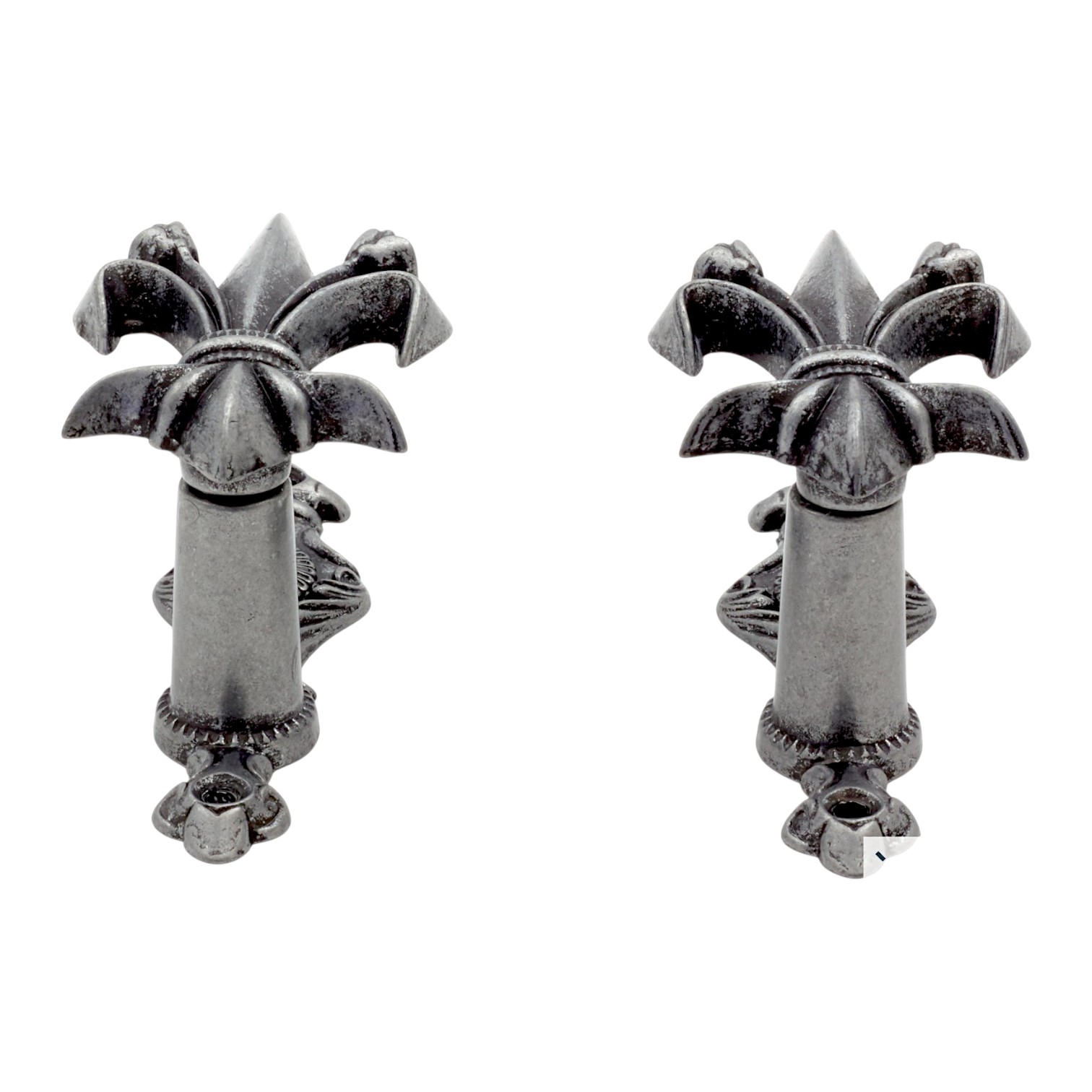 Gancho em forma de flor de Lis prateado, 2 peças