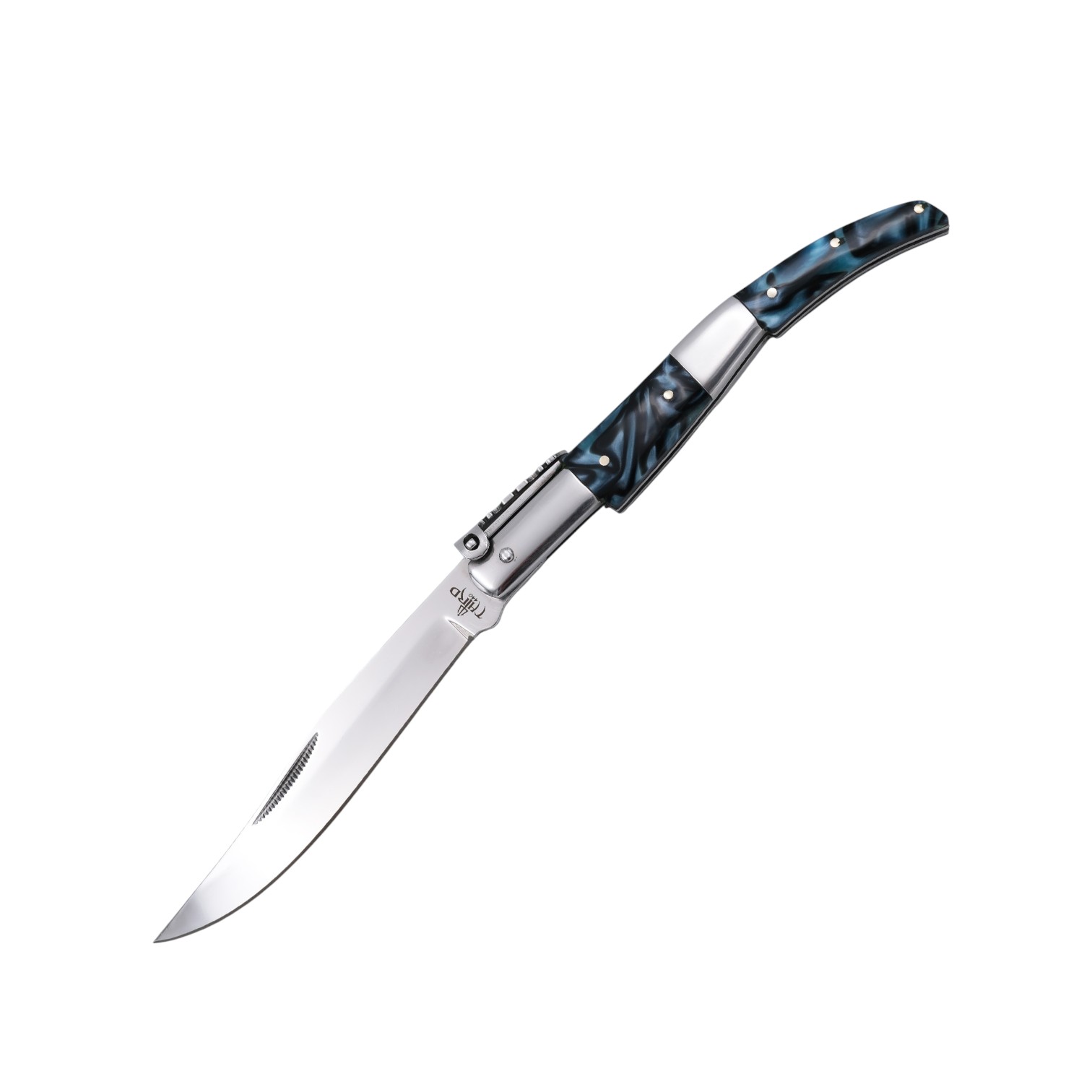 Navaja árabe Carraca Serie Seda Zafiro 11cm virola lisa