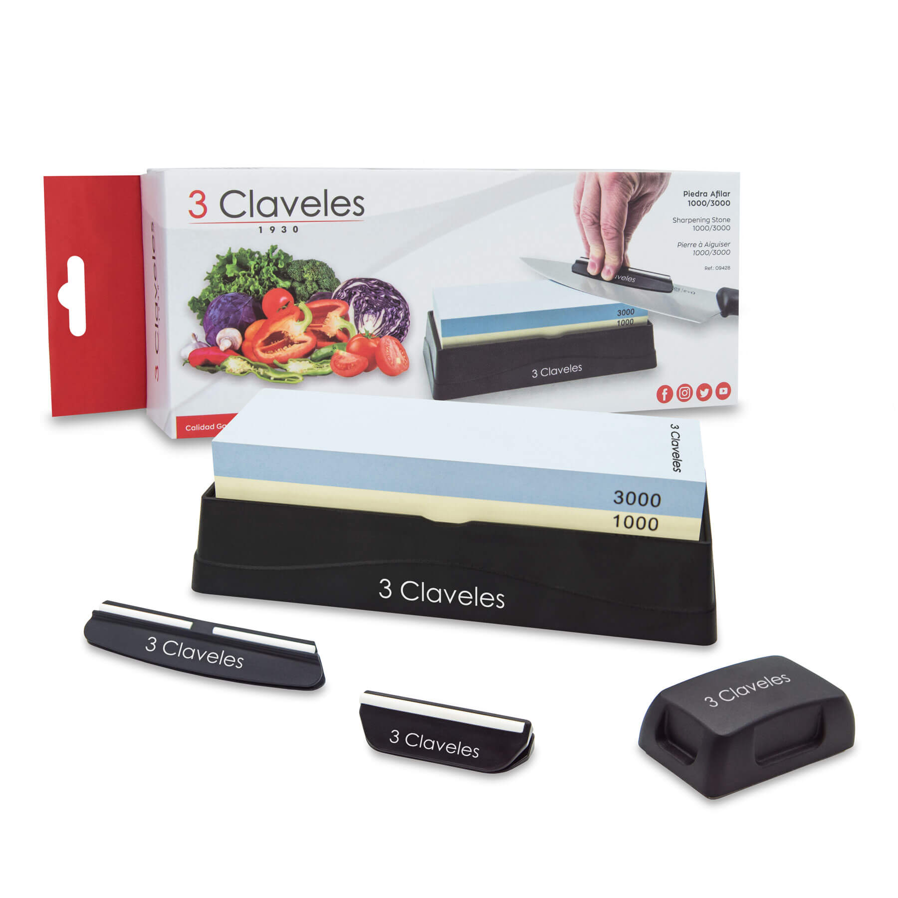 Piedra de afilar 1000/3000 con dos guías y rectificador 3Claveles