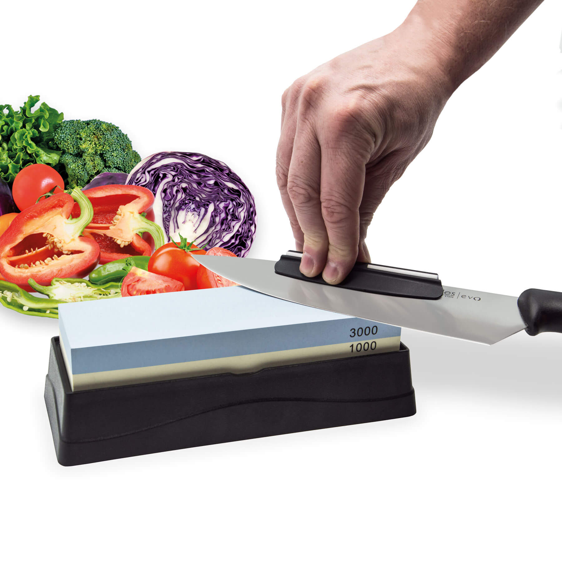 Piedra de afilar 1000/3000 con dos guías y rectificador 3Claveles