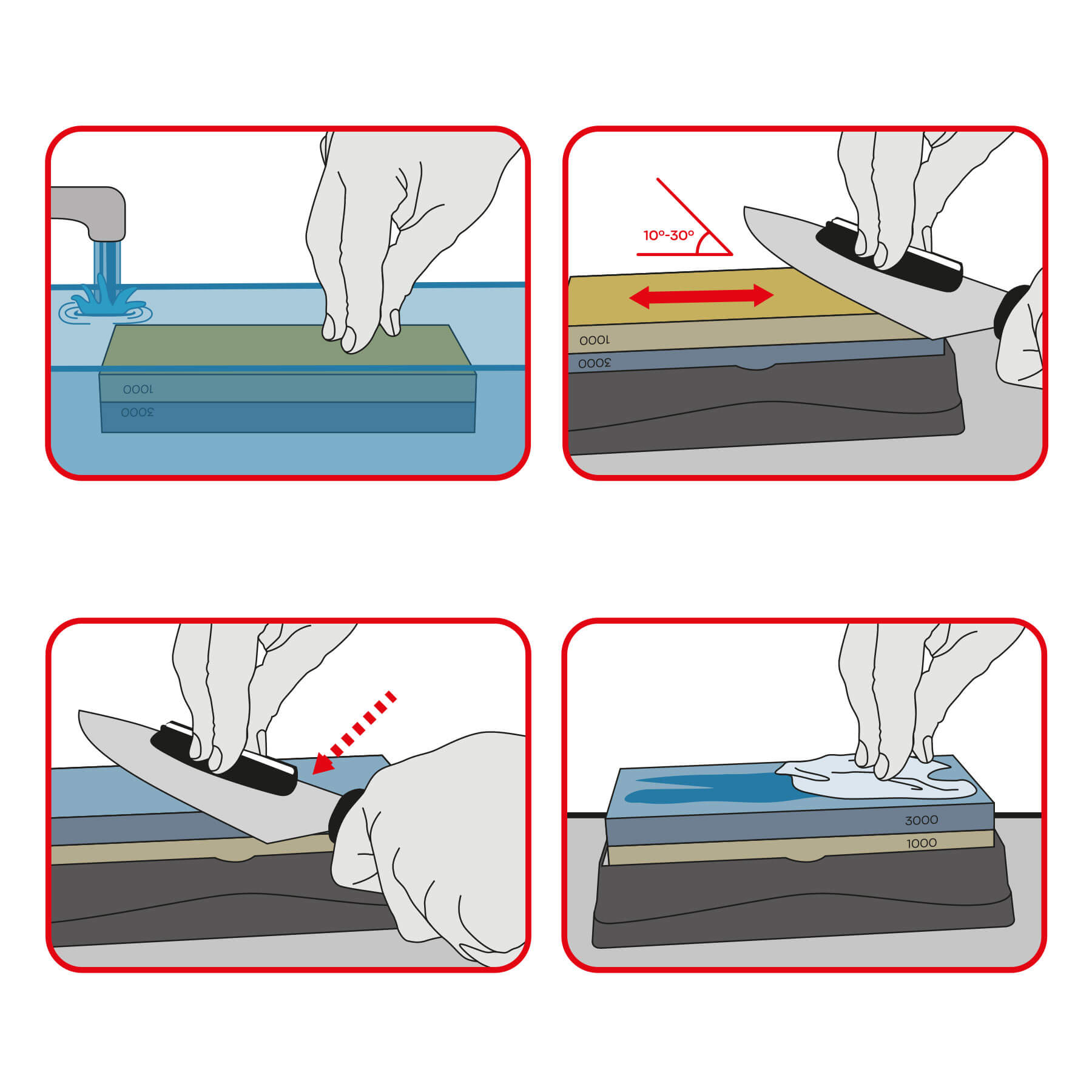 Piedra de afilar 1000/3000 con dos guías y rectificador 3Claveles