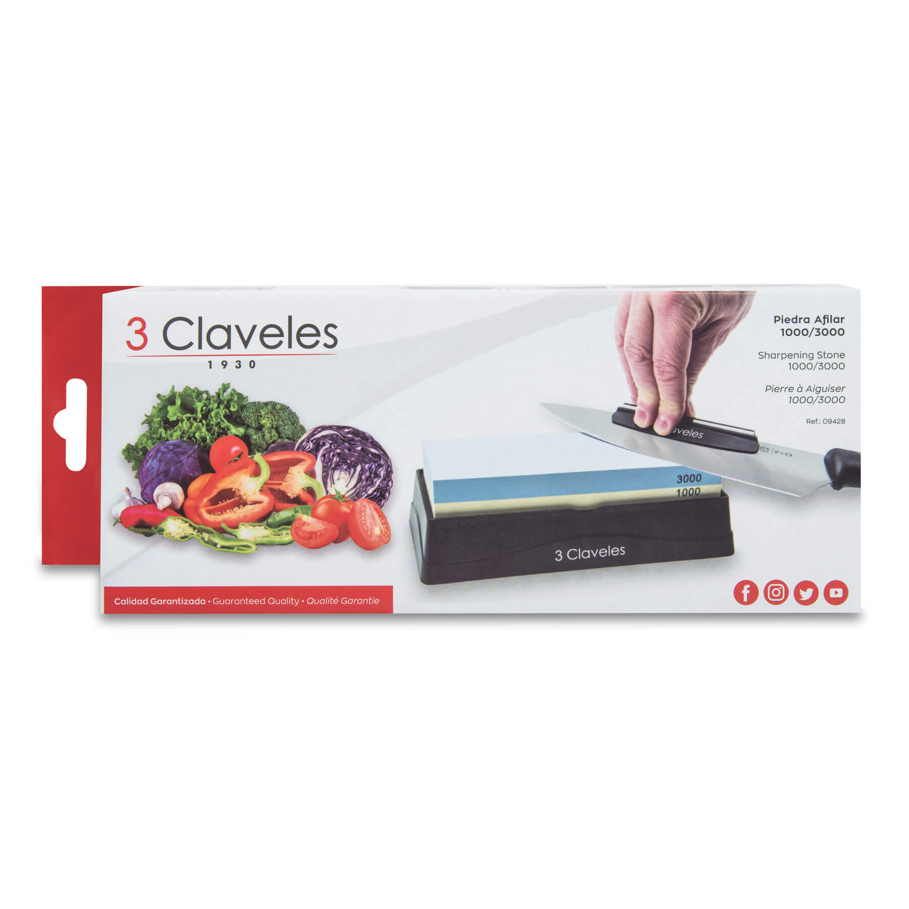 Piedra de afilar 1000/3000 con dos guías y rectificador 3Claveles